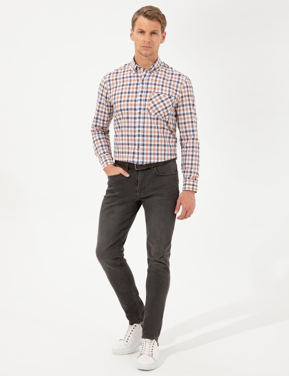 Turuncu Regular Fit Uzun Kollu Gömlek - 50249749007