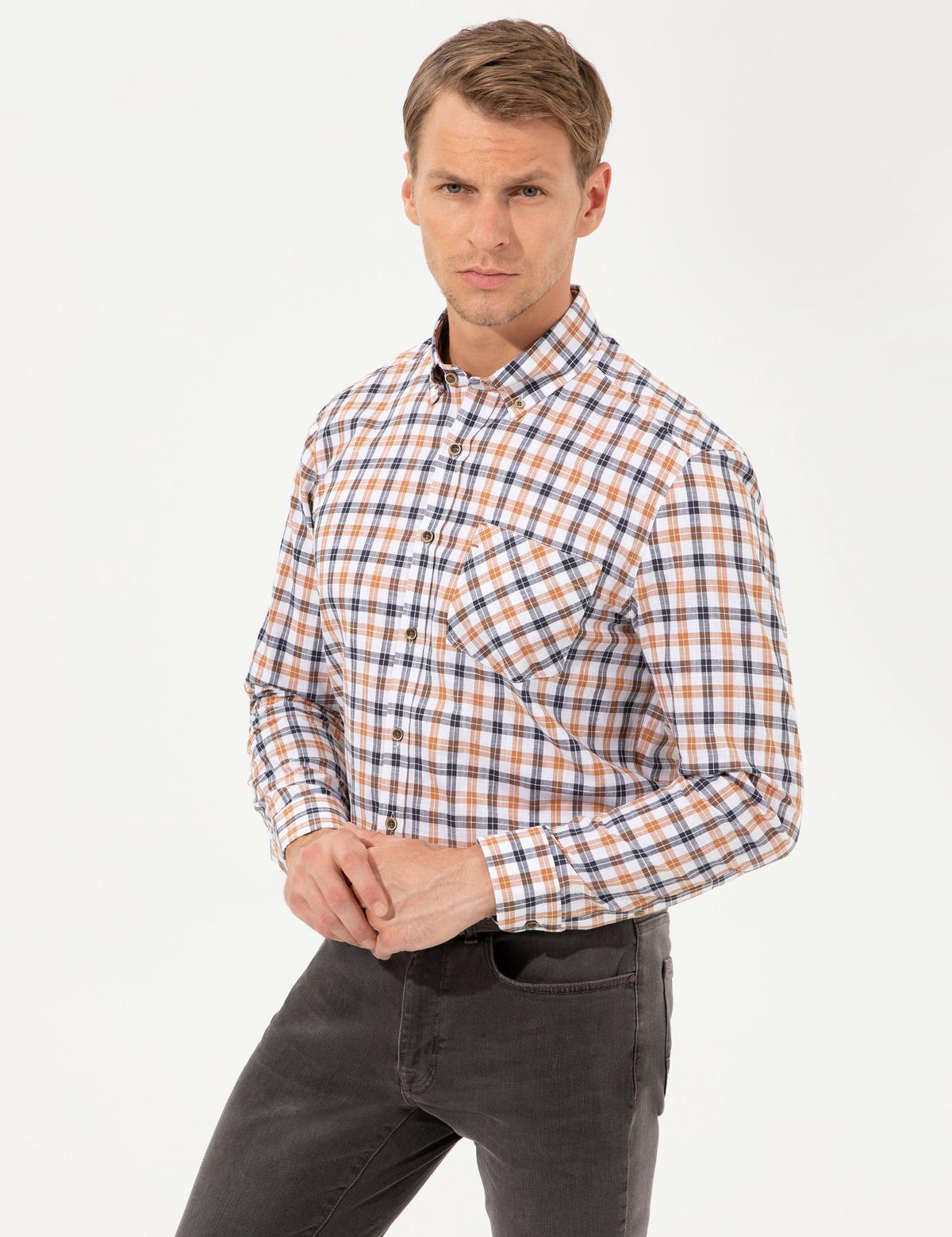 Turuncu Regular Fit Uzun Kollu Gömlek - 50249749007