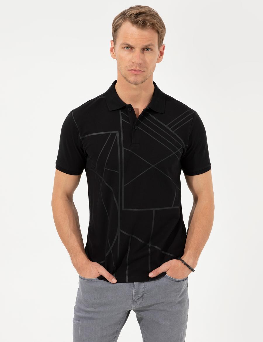 Siyah Slim Fit Polo Yaka Tişört