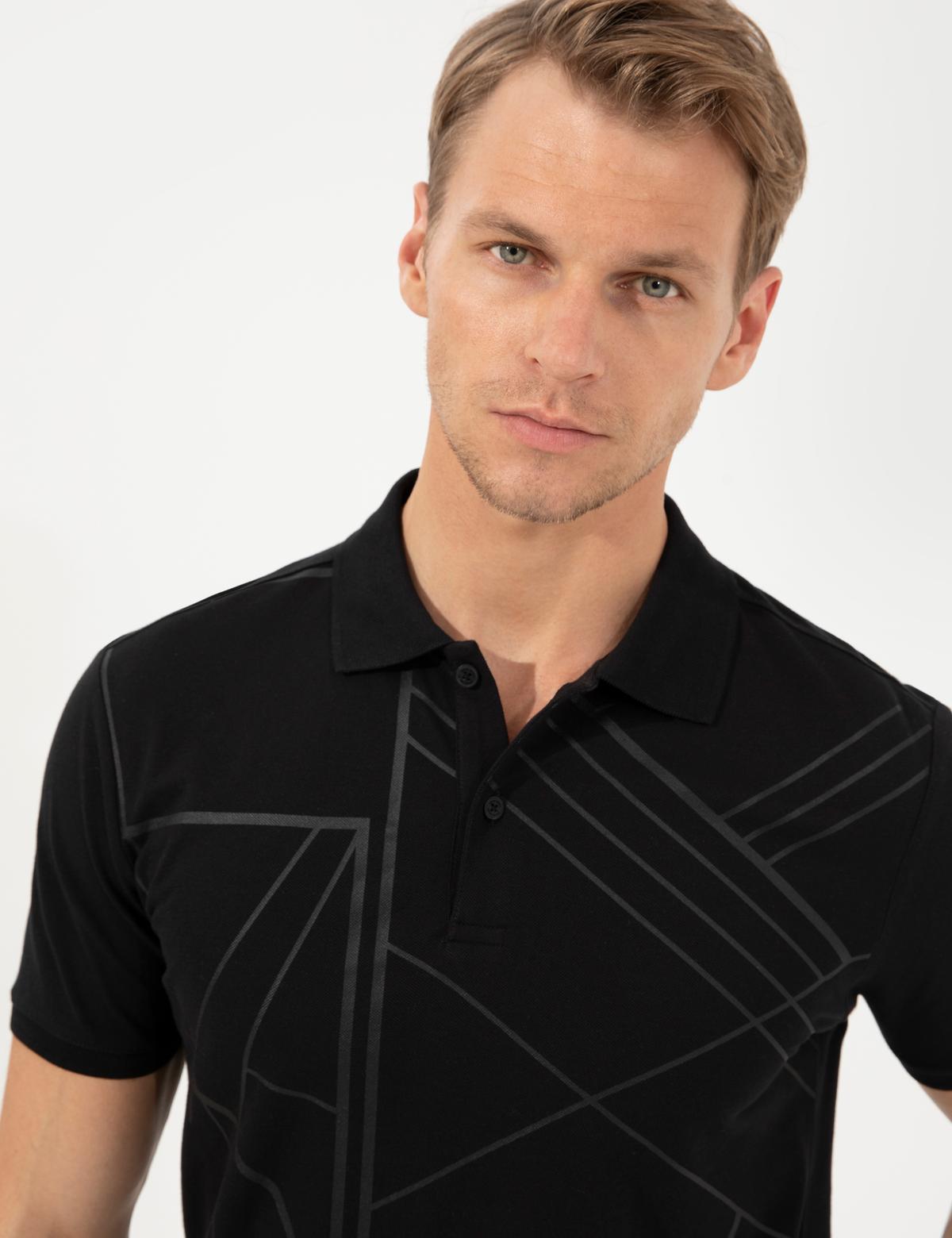 Siyah Slim Fit Polo Yaka Tişört - 50249685058