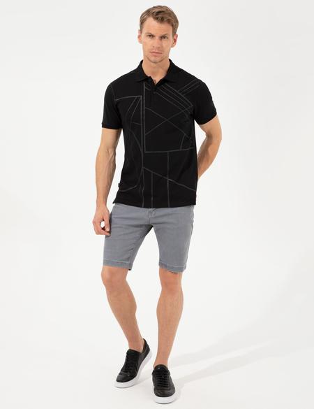 Siyah Slim Fit Polo Yaka Tişört - 50249685058