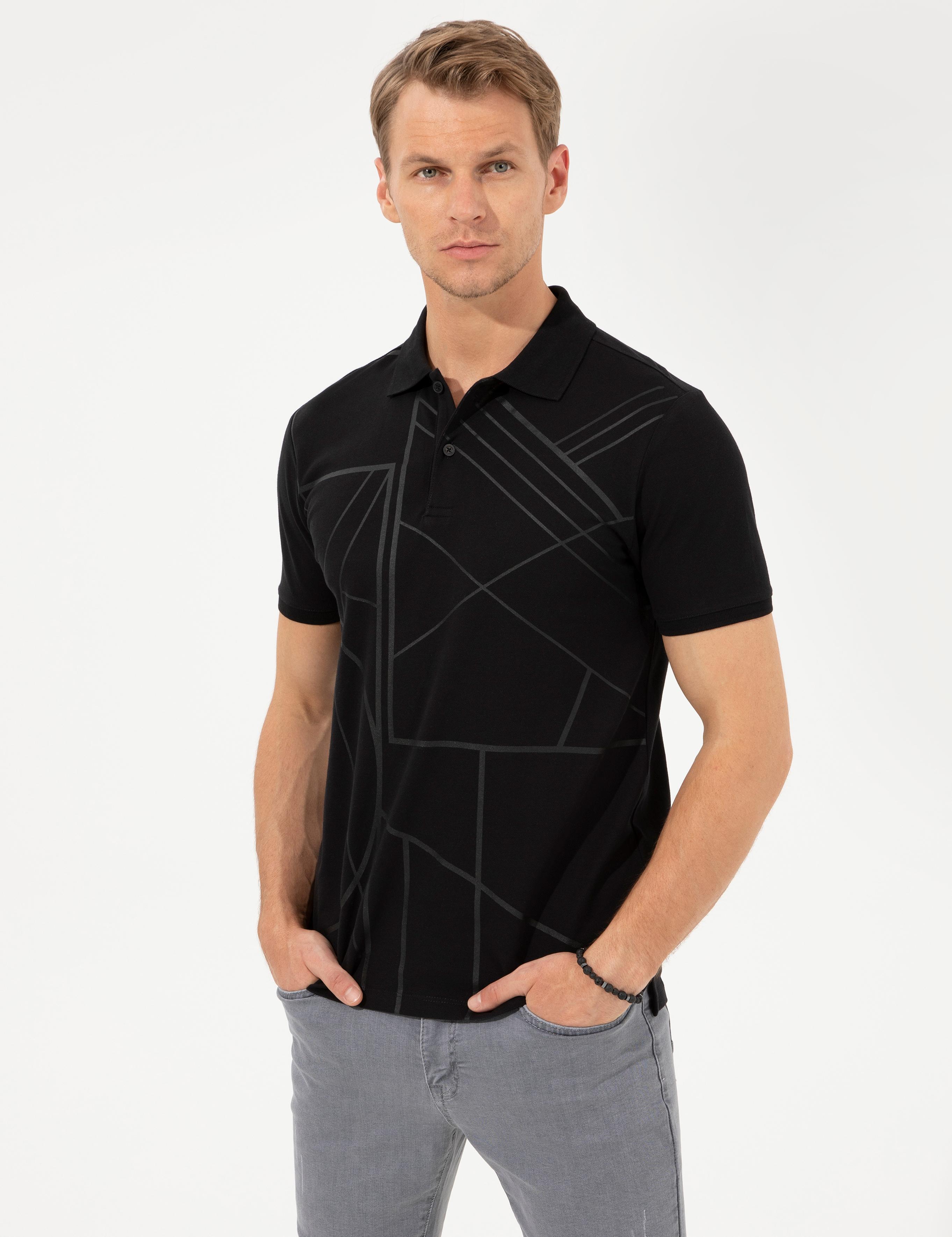 Siyah Slim Fit Polo Yaka Tişört