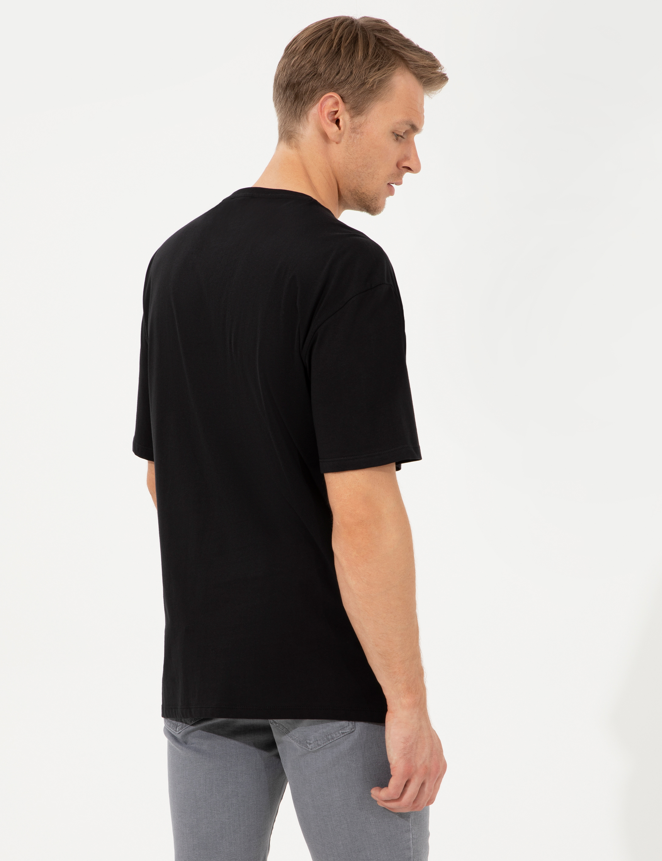 Pierre Cardin Siyah Comfort Fit Dynamic Baskılı Bisiklet Yaka Tişört görsel 5
