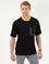 Siyah Comfort Fit Dynamic Baskılı Bisiklet Yaka Tişört