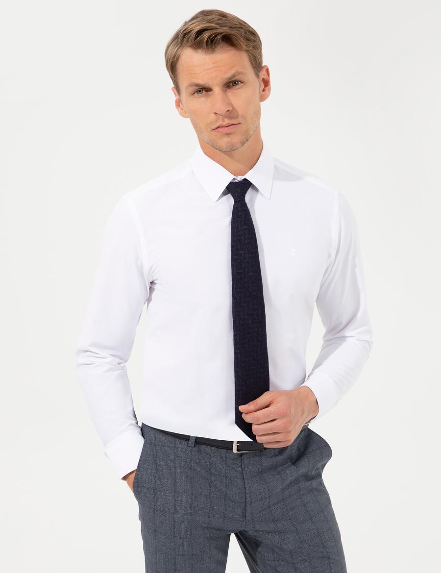 Beyaz Slim Fit Uzun Kollu Klasik Gömlek