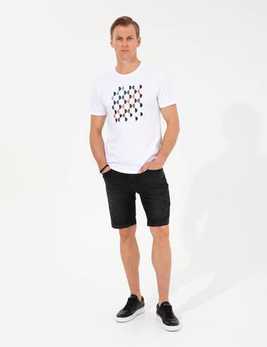 Siyah Slim Fit Jean Şort