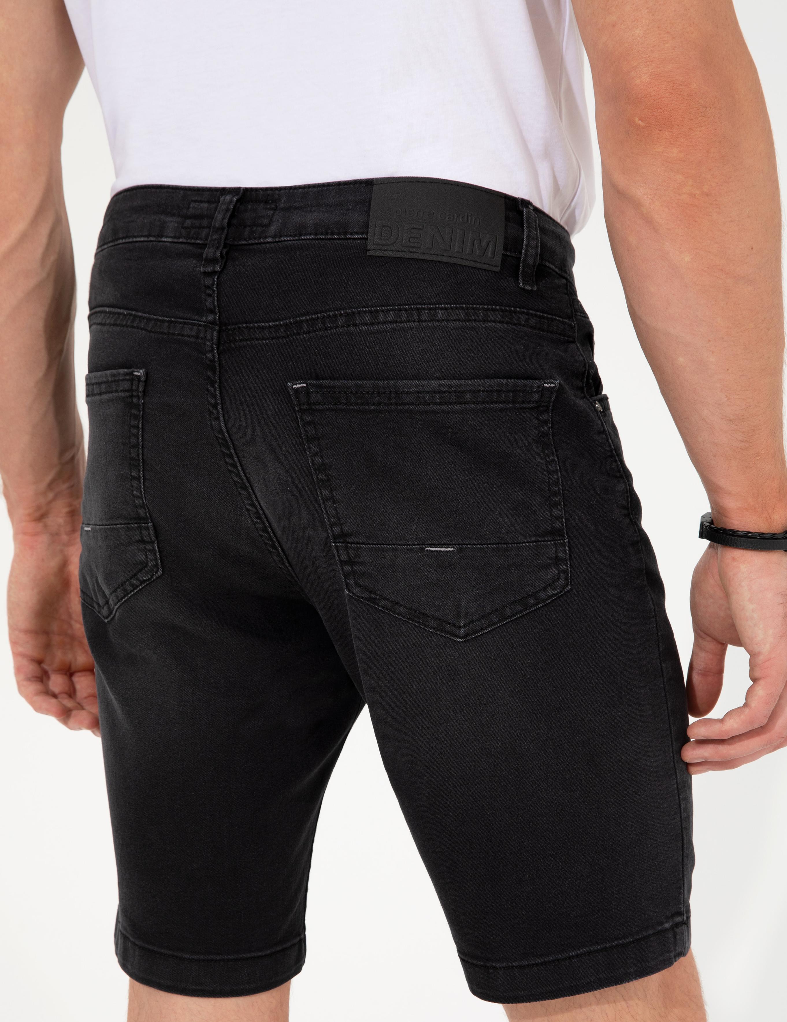 Siyah Slim Fit Jean Şort