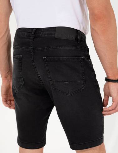 Siyah Slim Fit Jean Şort