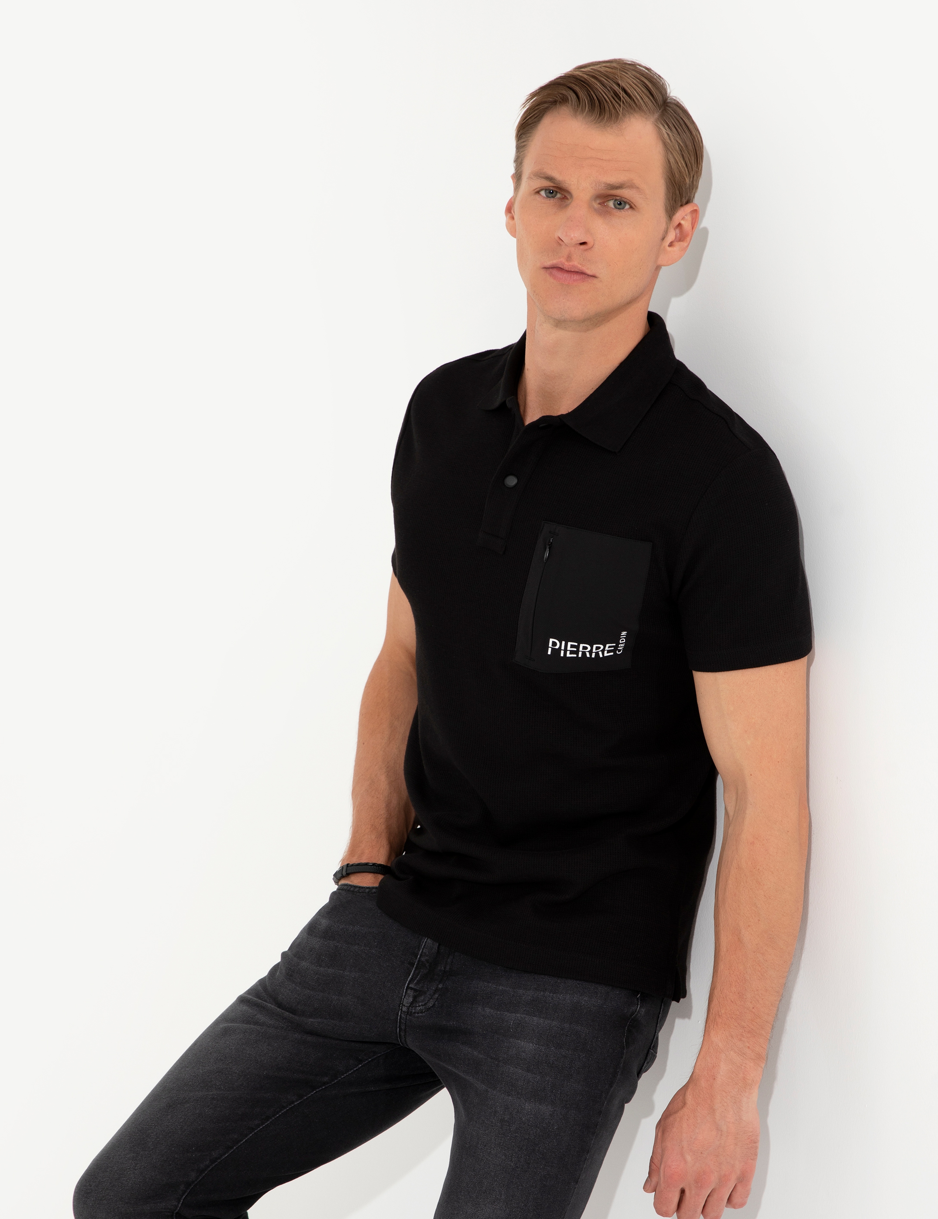 Siyah Slim Fit Polo Yaka Tişört