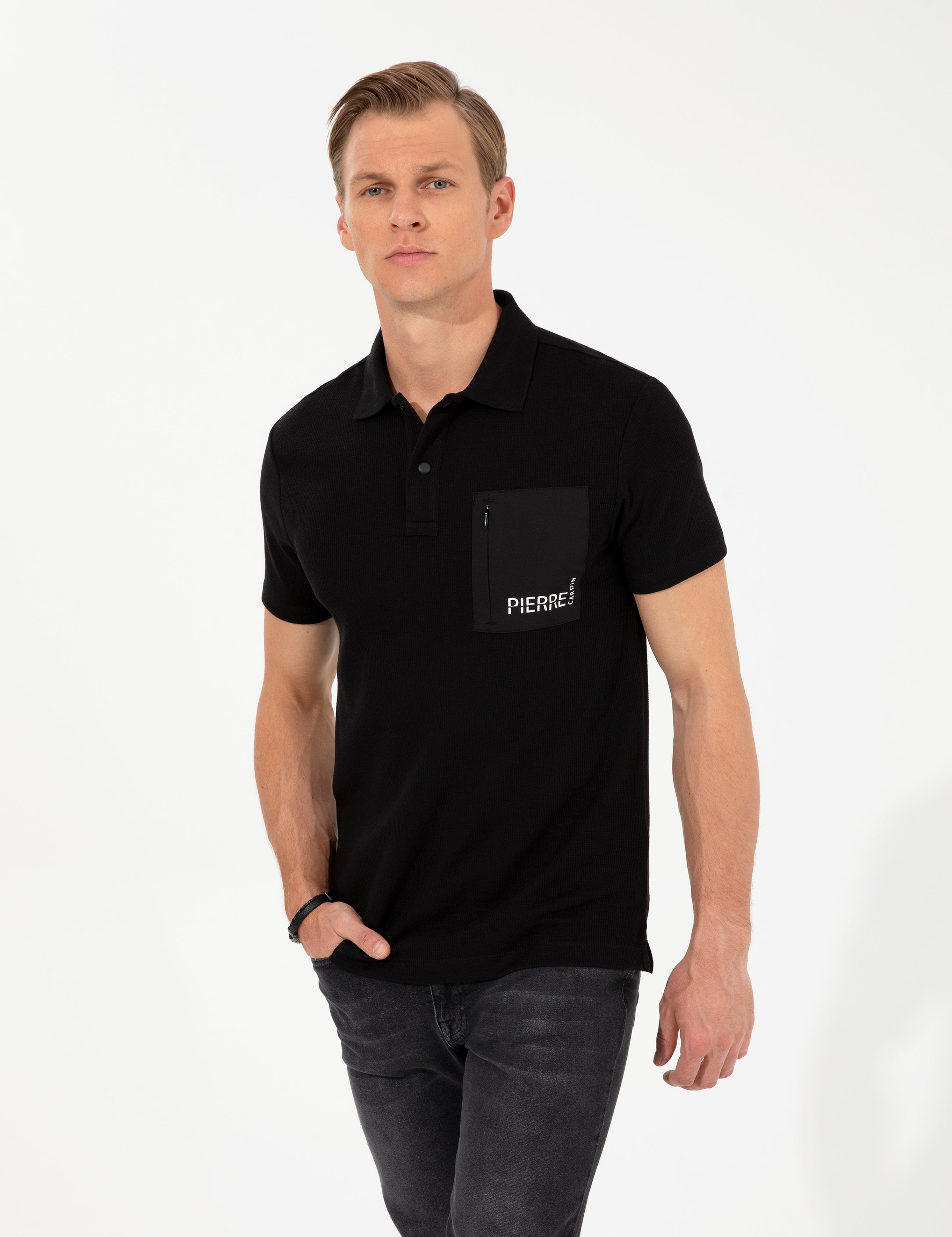 Siyah Slim Fit Polo Yaka Tişört