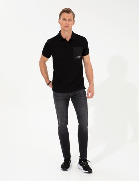 Siyah Slim Fit Polo Yaka Tişört - 50249856003