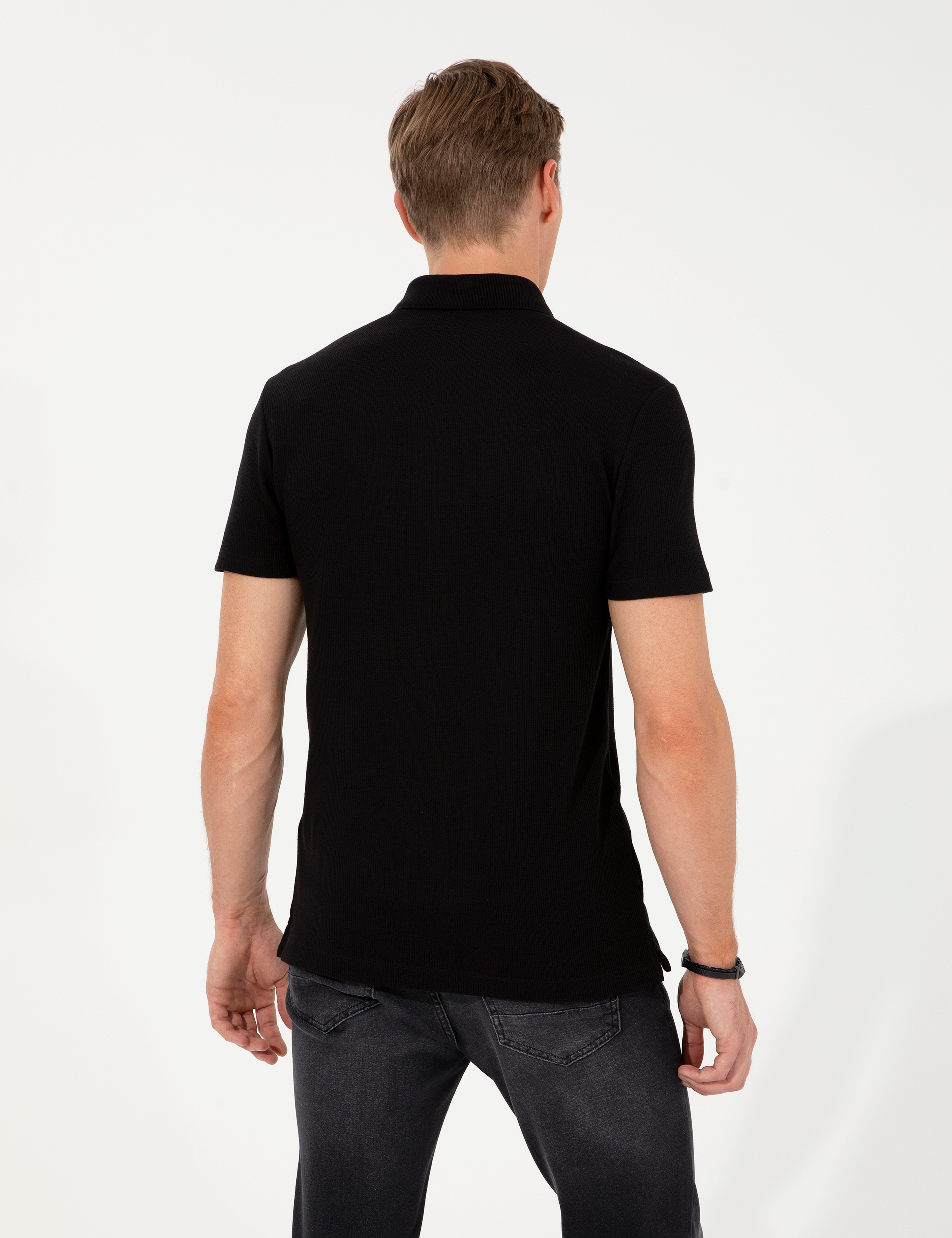 Siyah Slim Fit Polo Yaka Tişört
