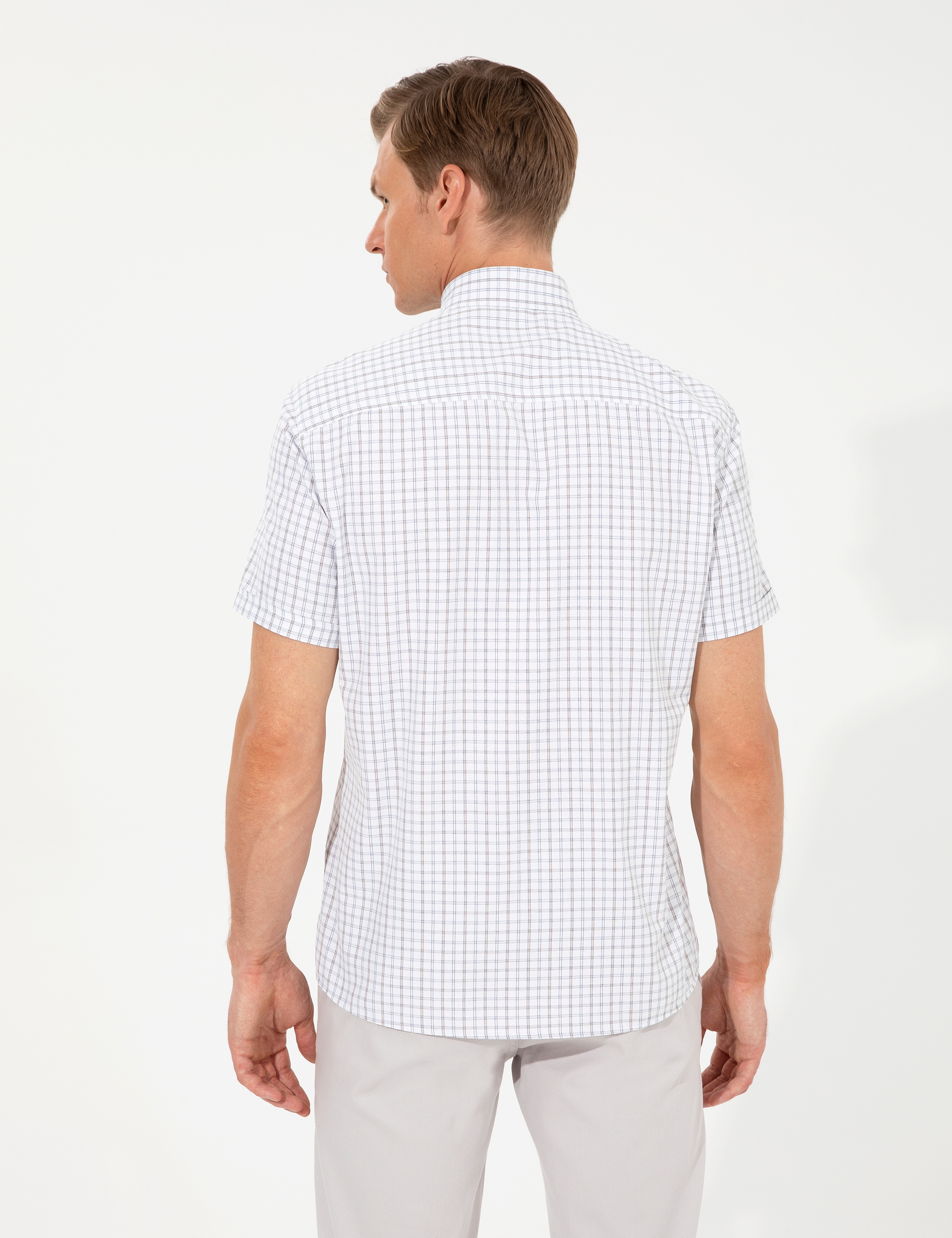 Bej Regular Fit Kısa Kollu Gömlek - Image 5