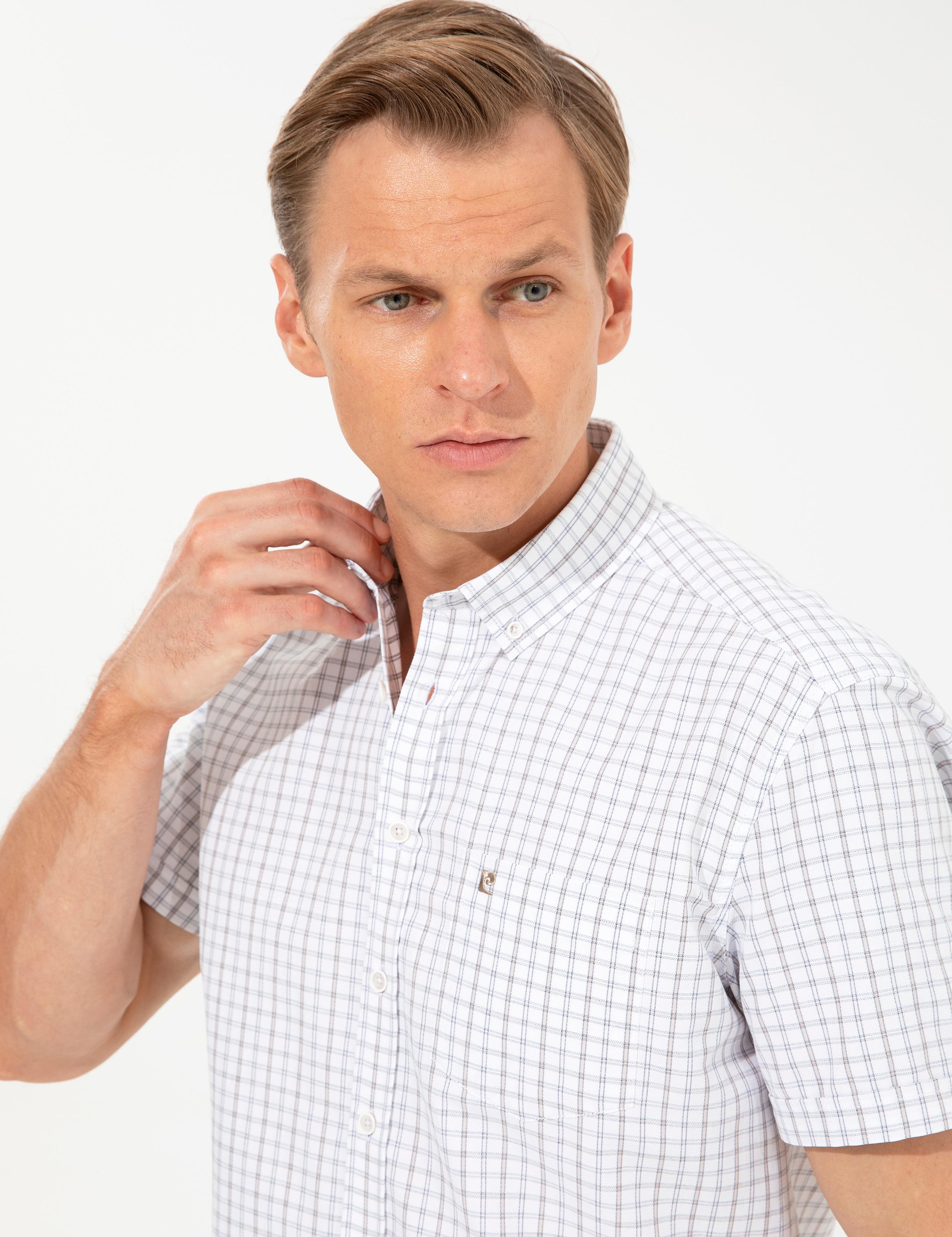 Bej Regular Fit Kısa Kollu Gömlek