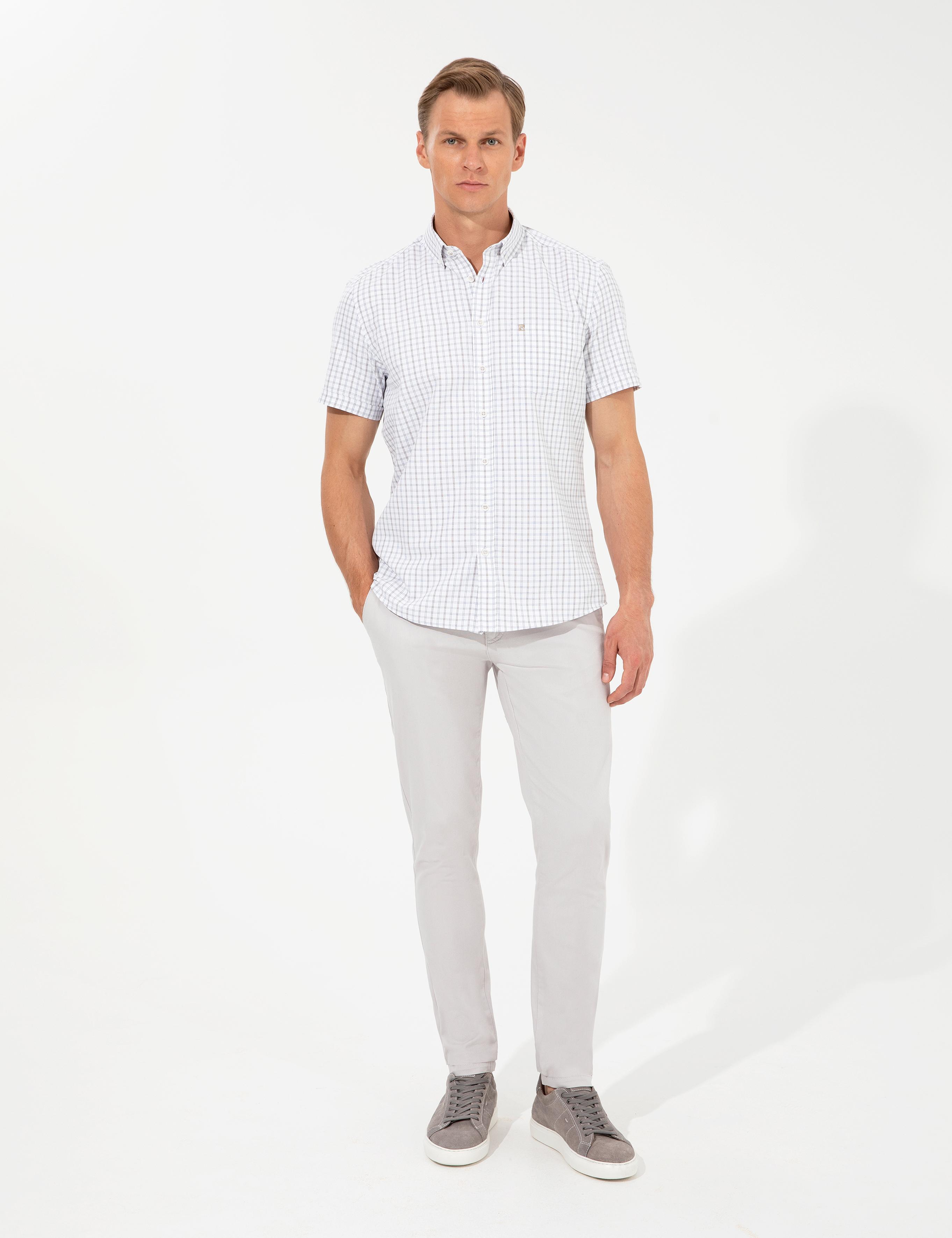 Bej Regular Fit Kısa Kollu Gömlek