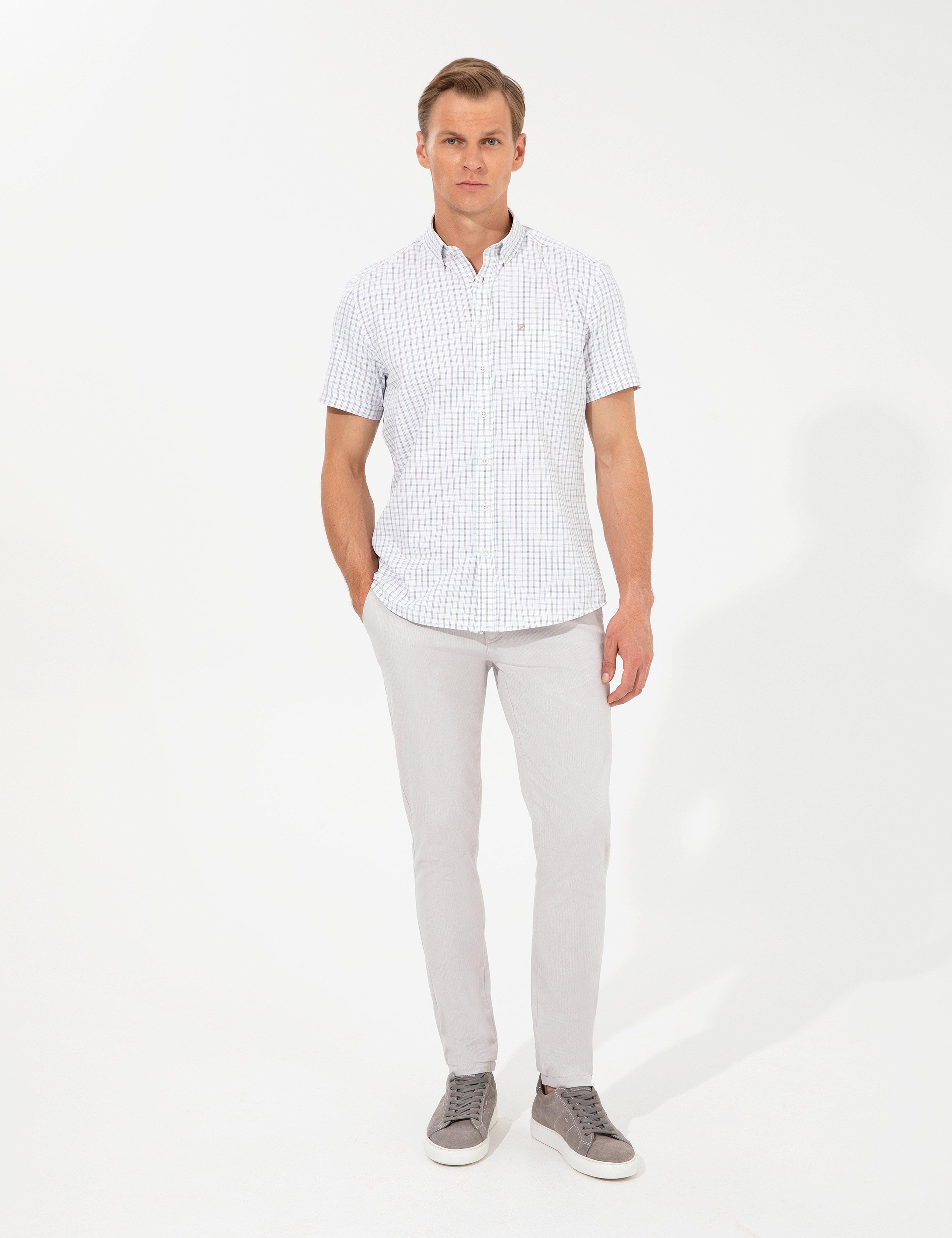 Bej Regular Fit Kısa Kollu Gömlek - Image 4