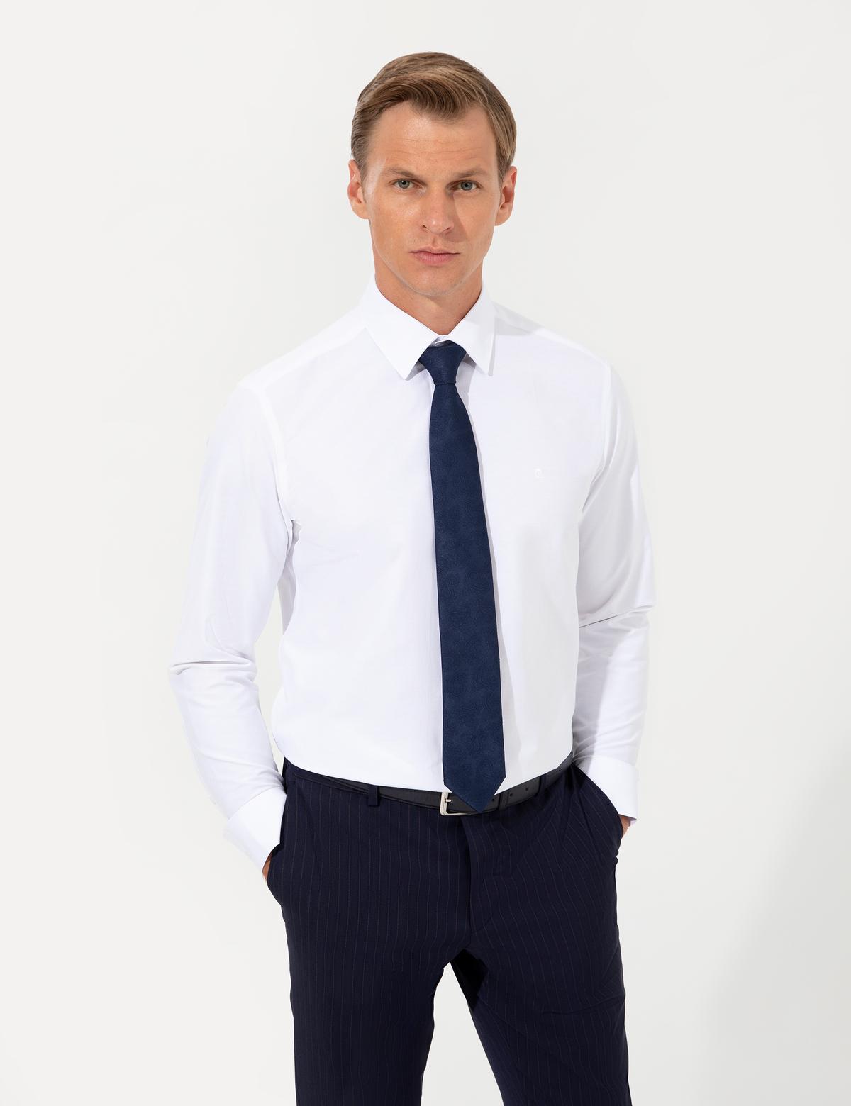 Beyaz Regular Fit Uzun Kollu Klasik Gömlek - 50258982033