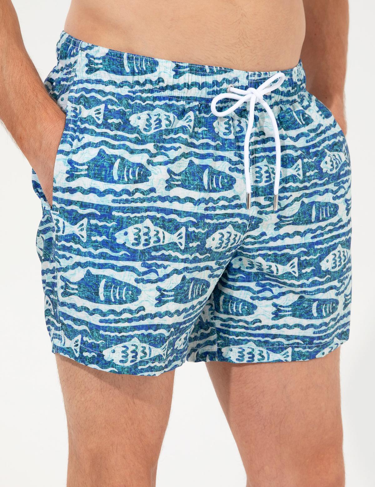 Balık Desenli Deniz Şortu - 50259244001
