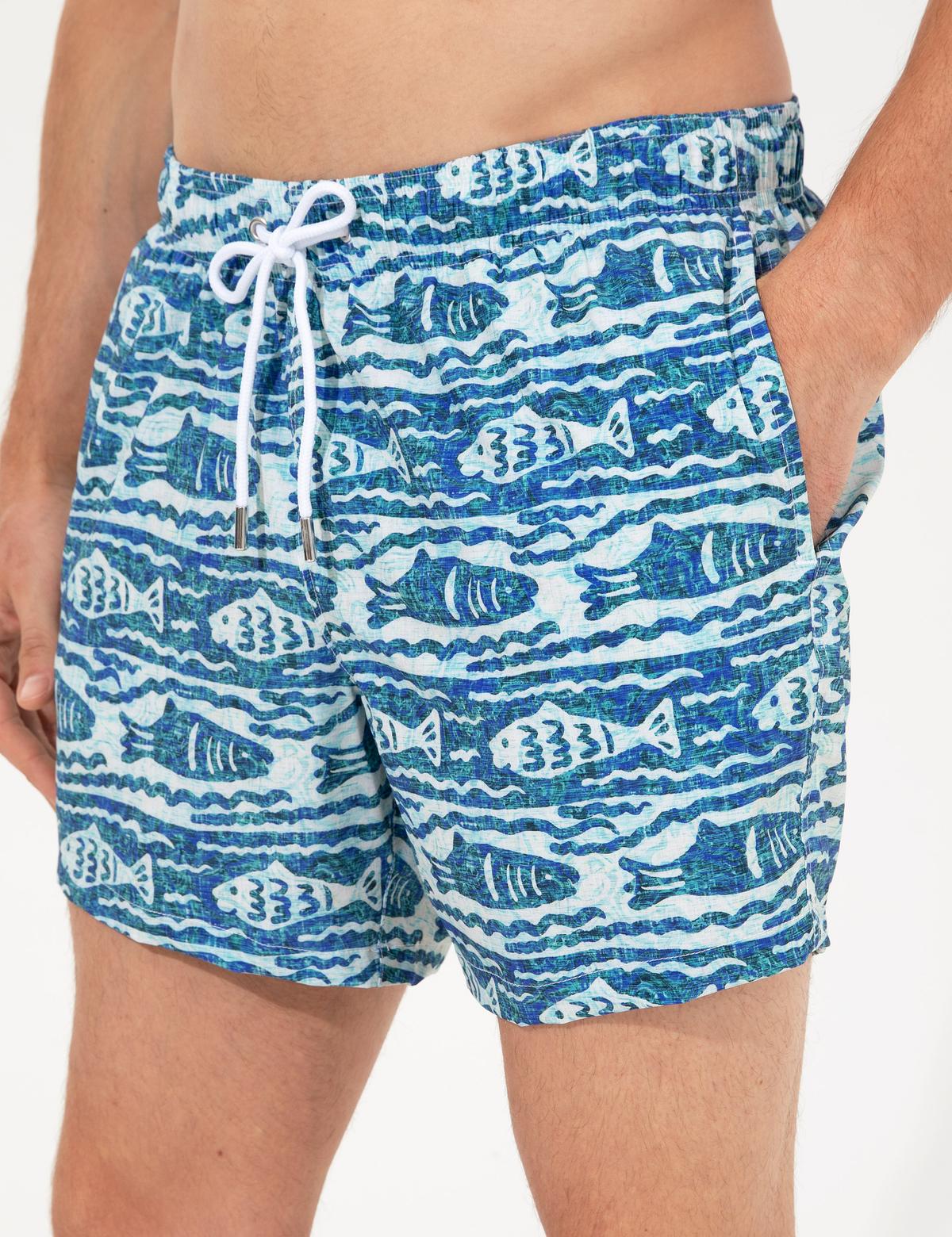 Balık Desenli Deniz Şortu - 50259244001