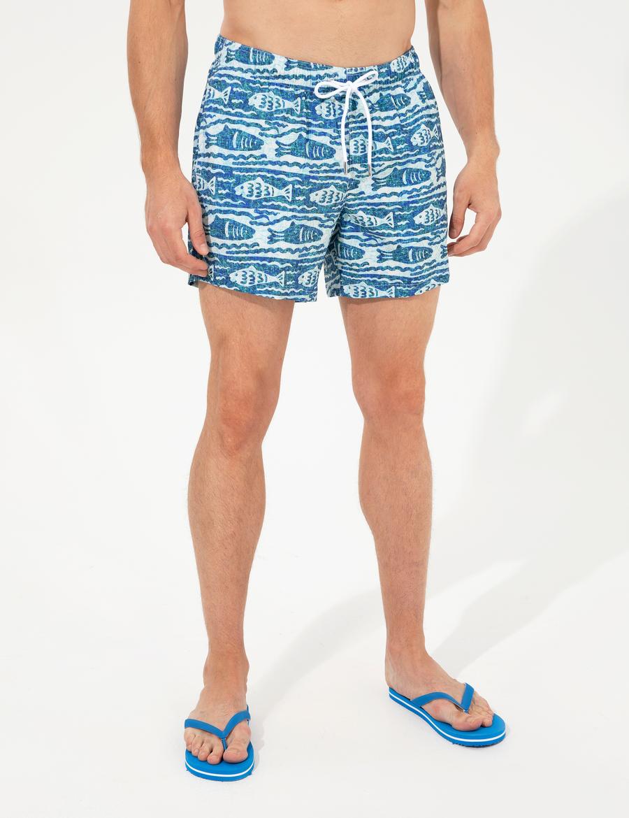 Balık Desenli Deniz Şortu