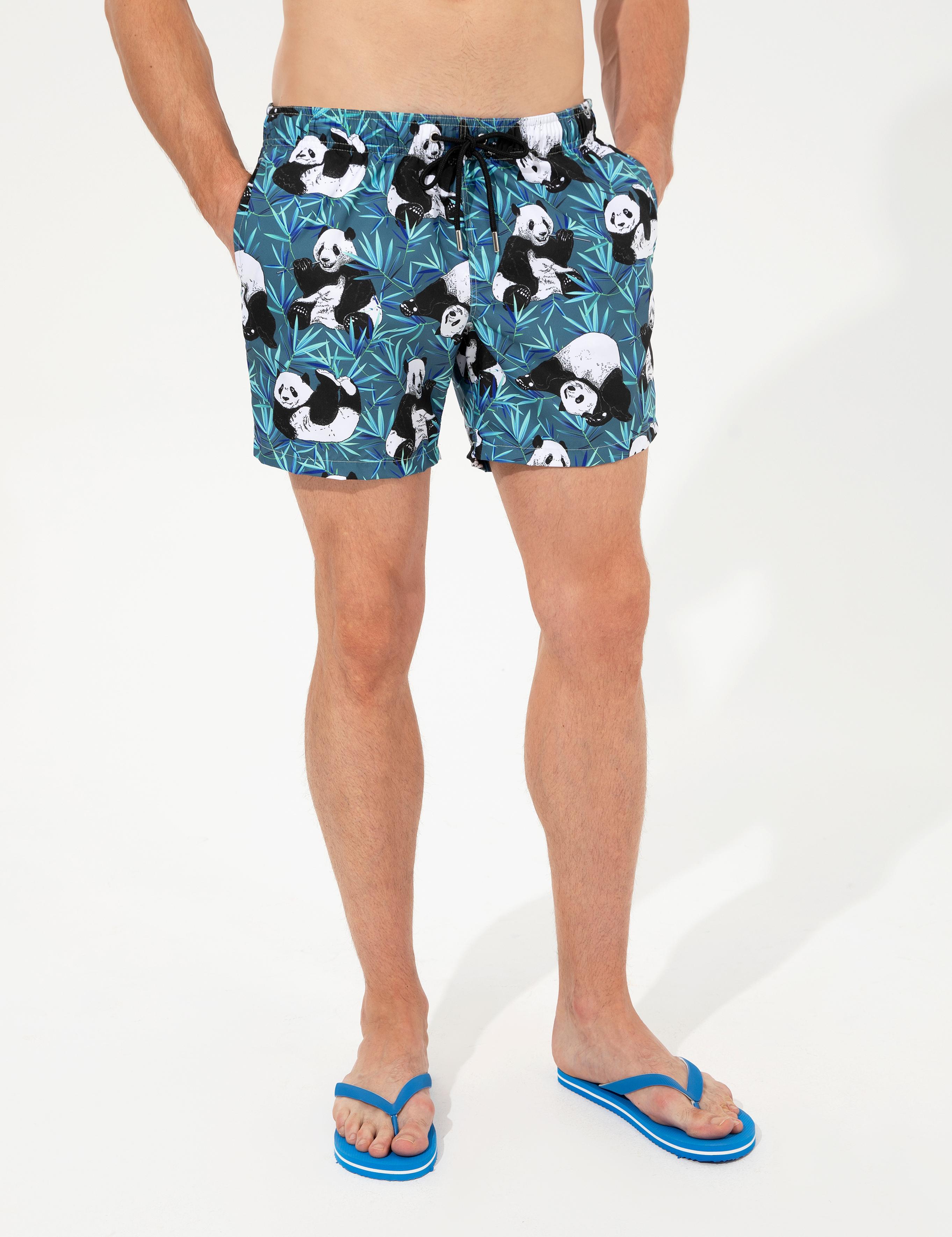 Panda Desenli Deniz Şortu