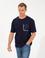 Lacivert Comfort Fit Dynamic Baskılı Bisiklet Yaka Tişört