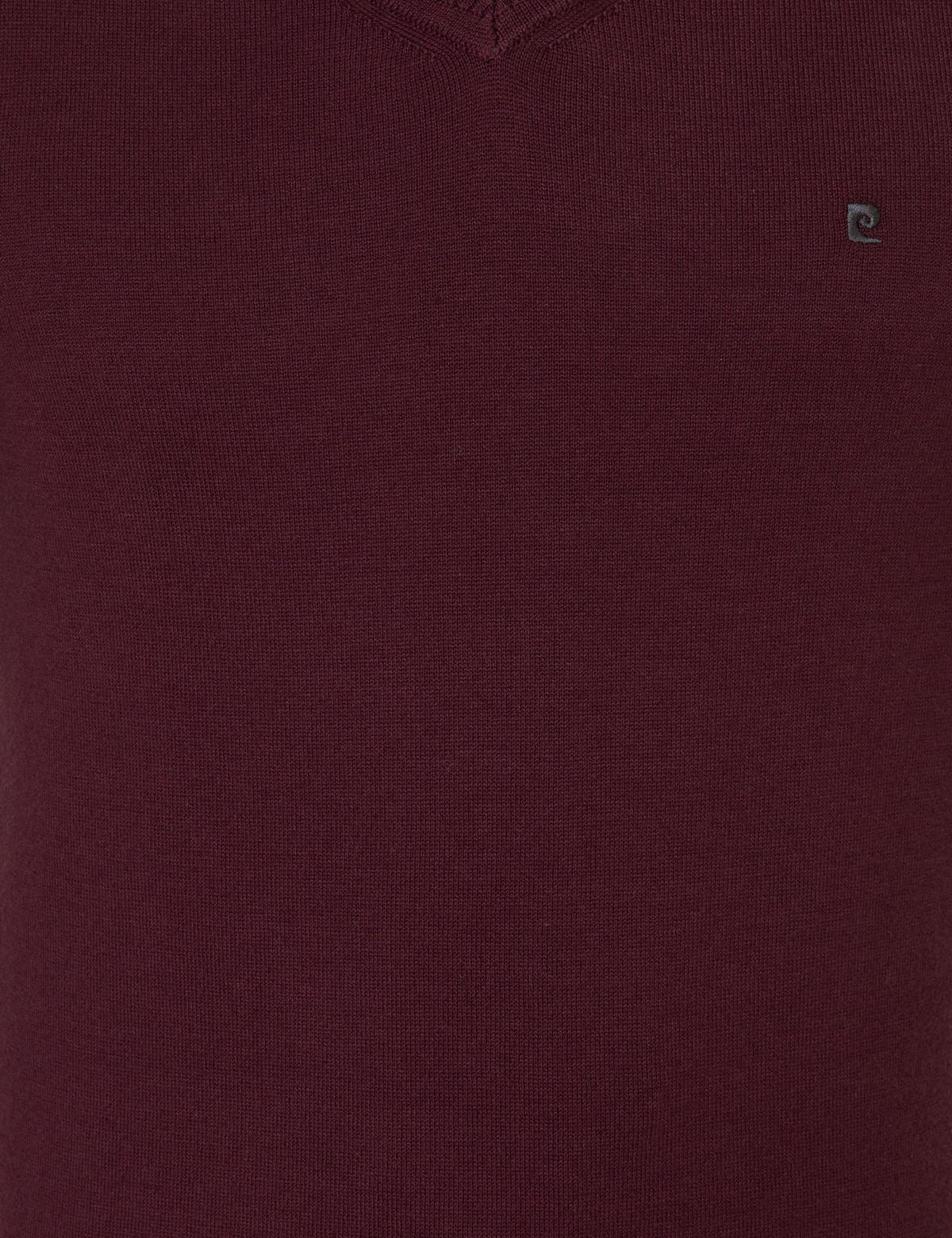 Bordo Slim Fit V Yaka Basic Triko Kazak - 50248554028