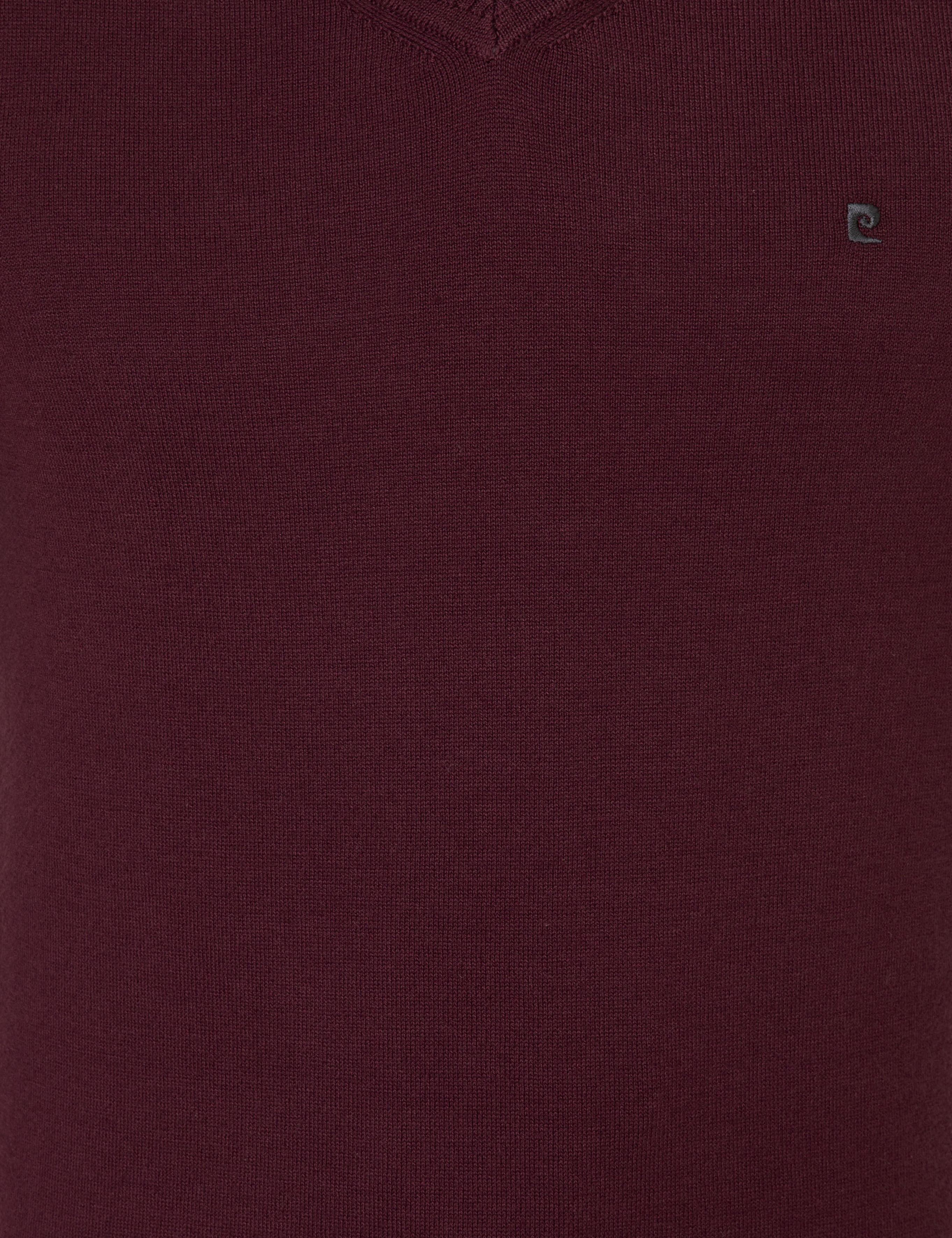 Bordo Slim Fit V Yaka Basic Triko Kazak