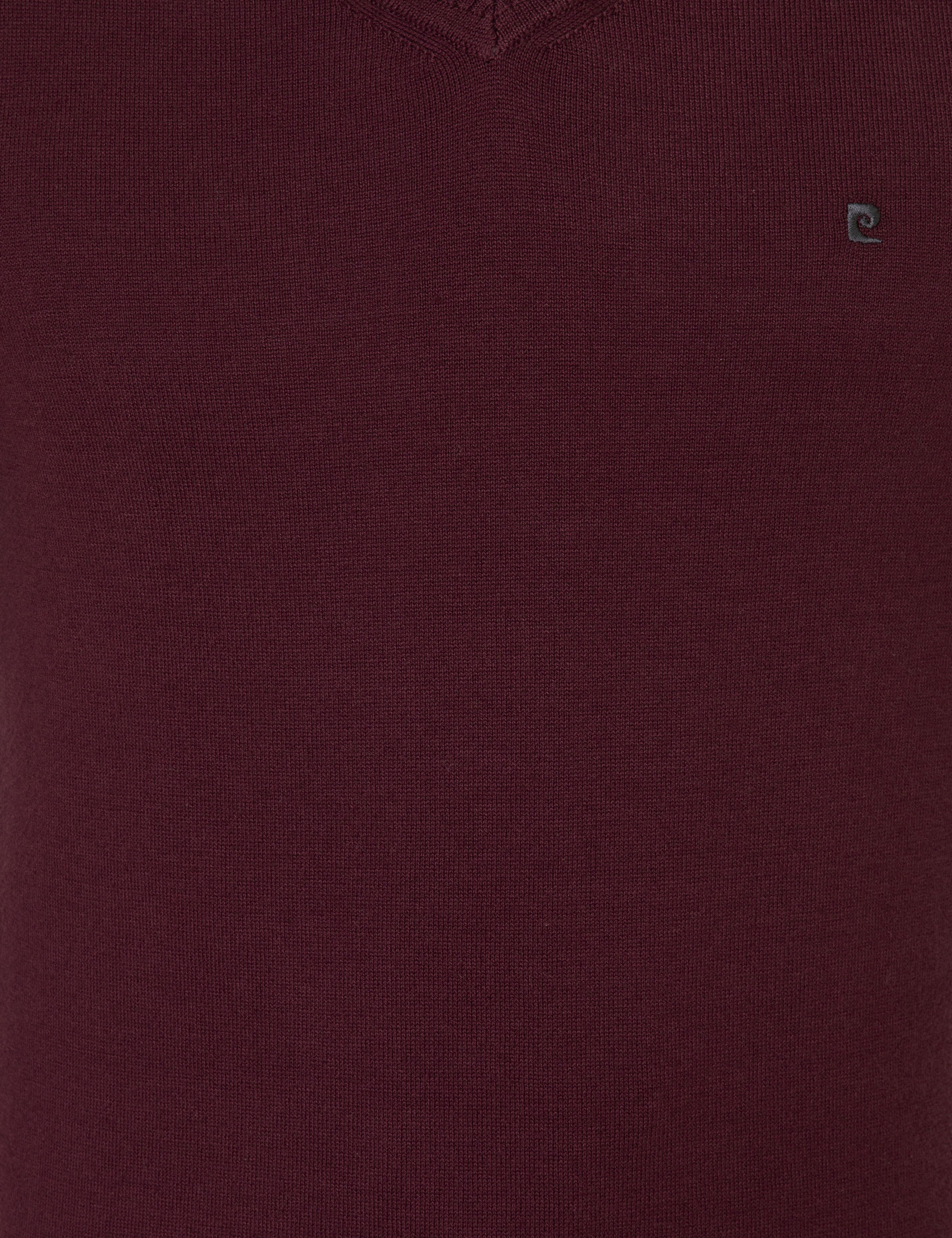Bordo Slim Fit V Yaka Basic Triko Kazak - Image 6