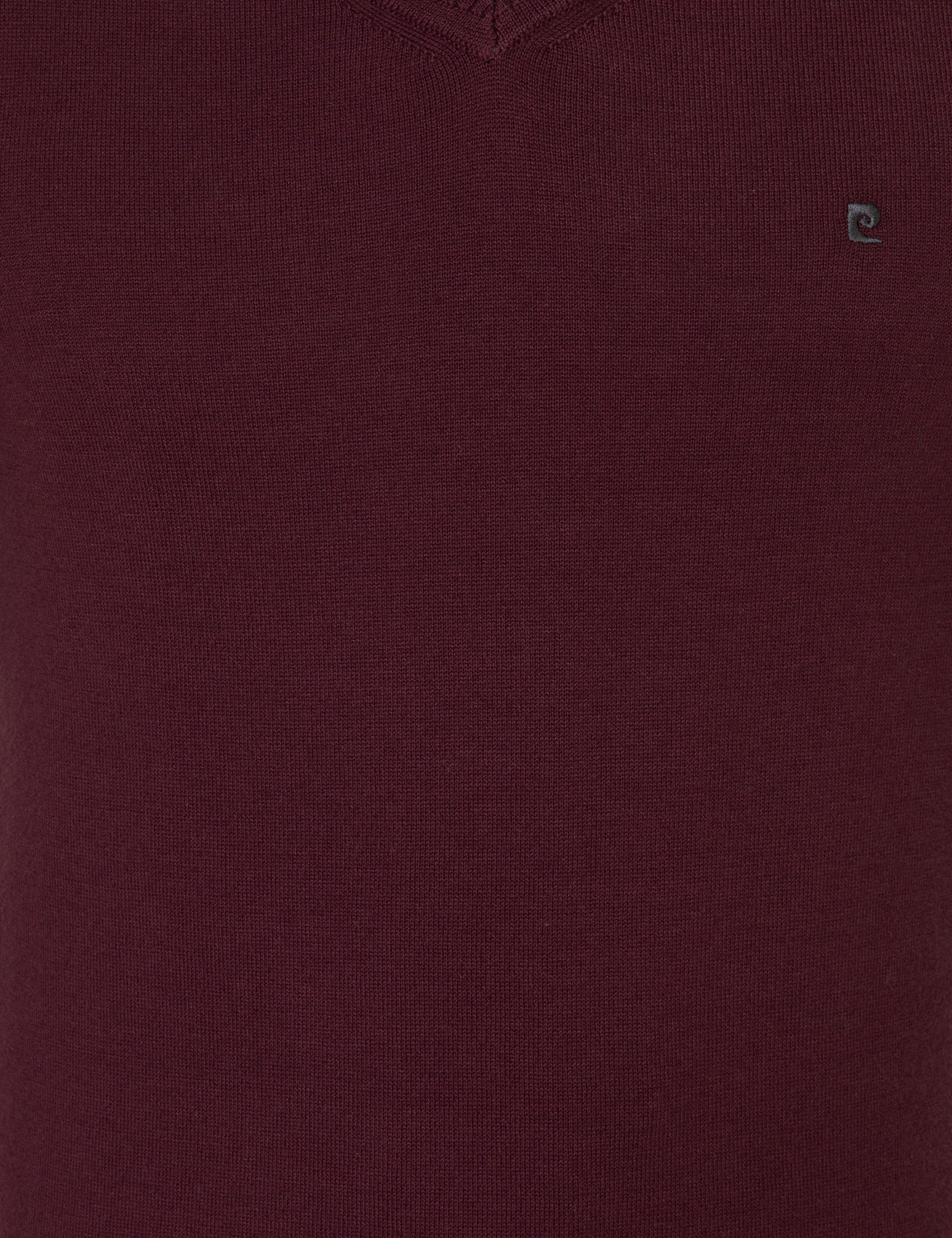 Bordo Slim Fit V Yaka Basic Triko Kazak