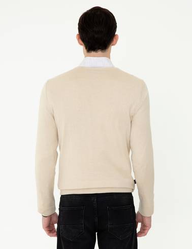 Taş Slim Fit V Yaka Basic Triko Kazak