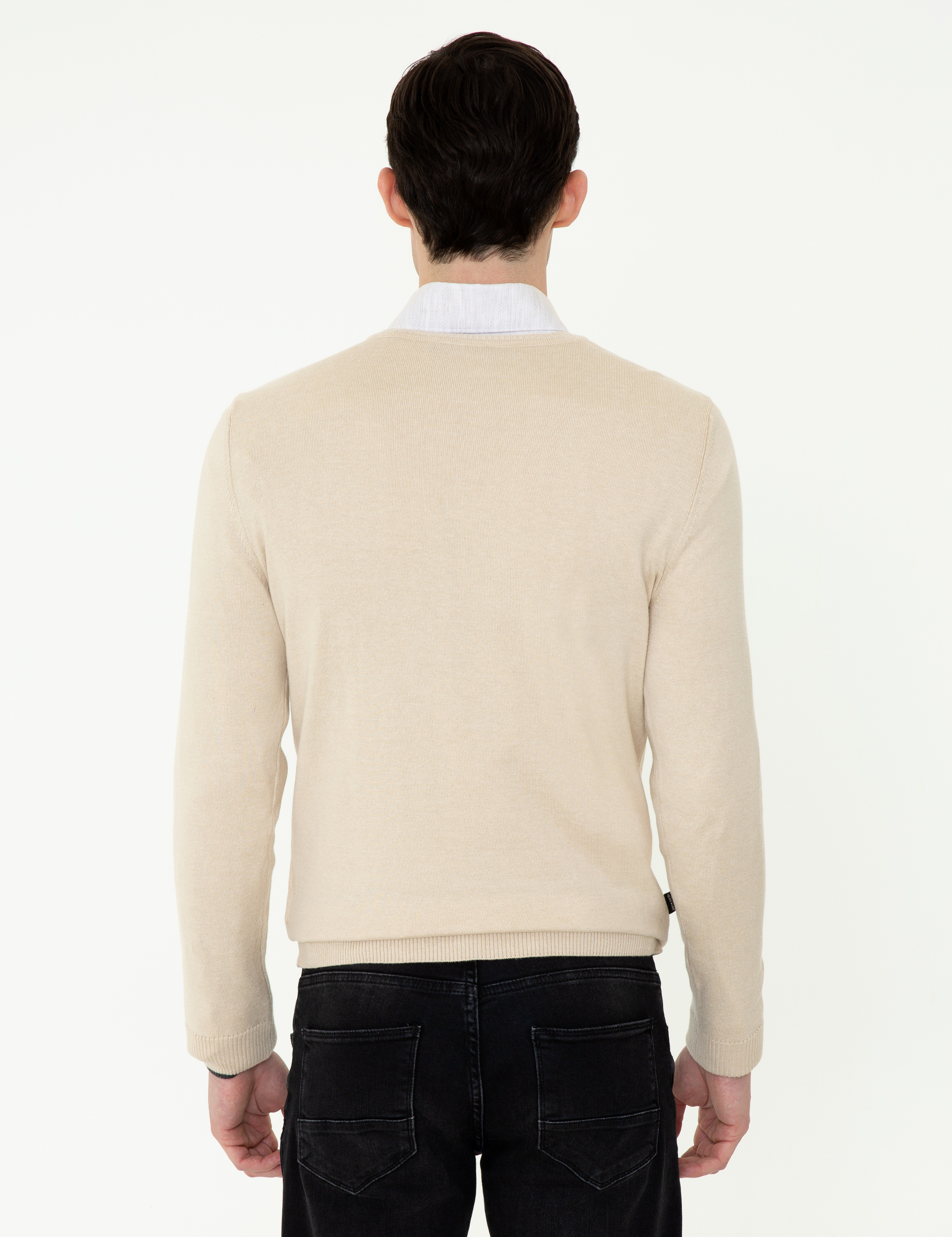Taş Slim Fit V Yaka Basic Triko Kazak - Image 4
