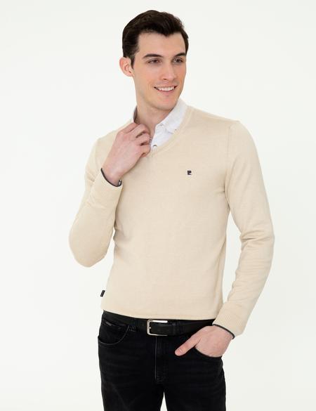Taş Slim Fit V Yaka Basic Triko Kazak - 50248554063