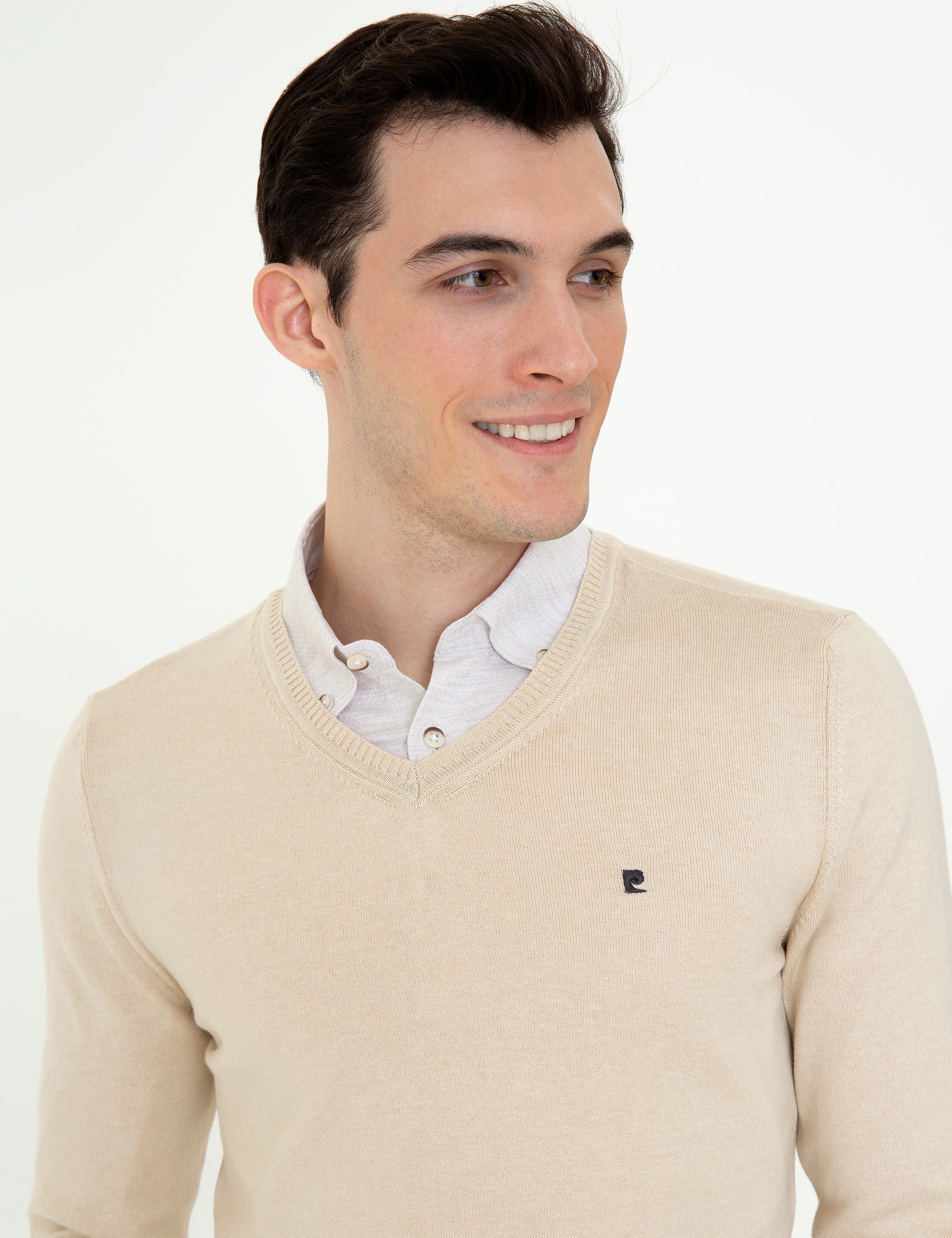 Taş Slim Fit V Yaka Basic Triko Kazak - Image 2