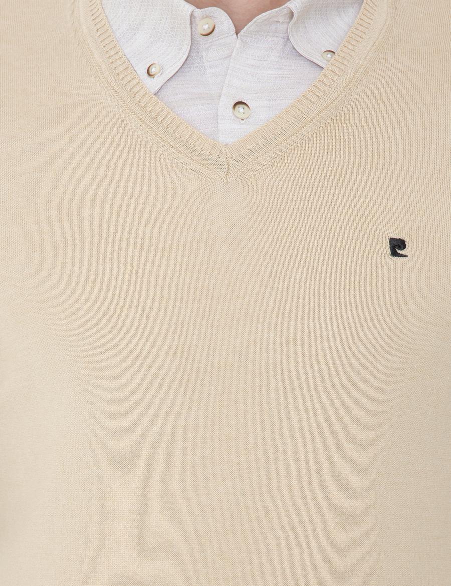 Taş Slim Fit V Yaka Basic Triko Kazak