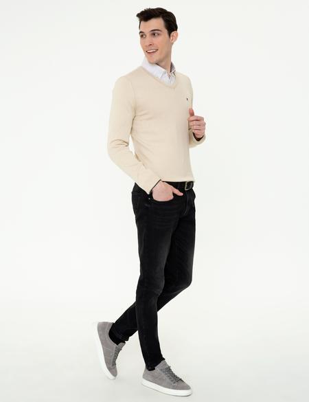 Taş Slim Fit V Yaka Basic Triko Kazak - 50248554063