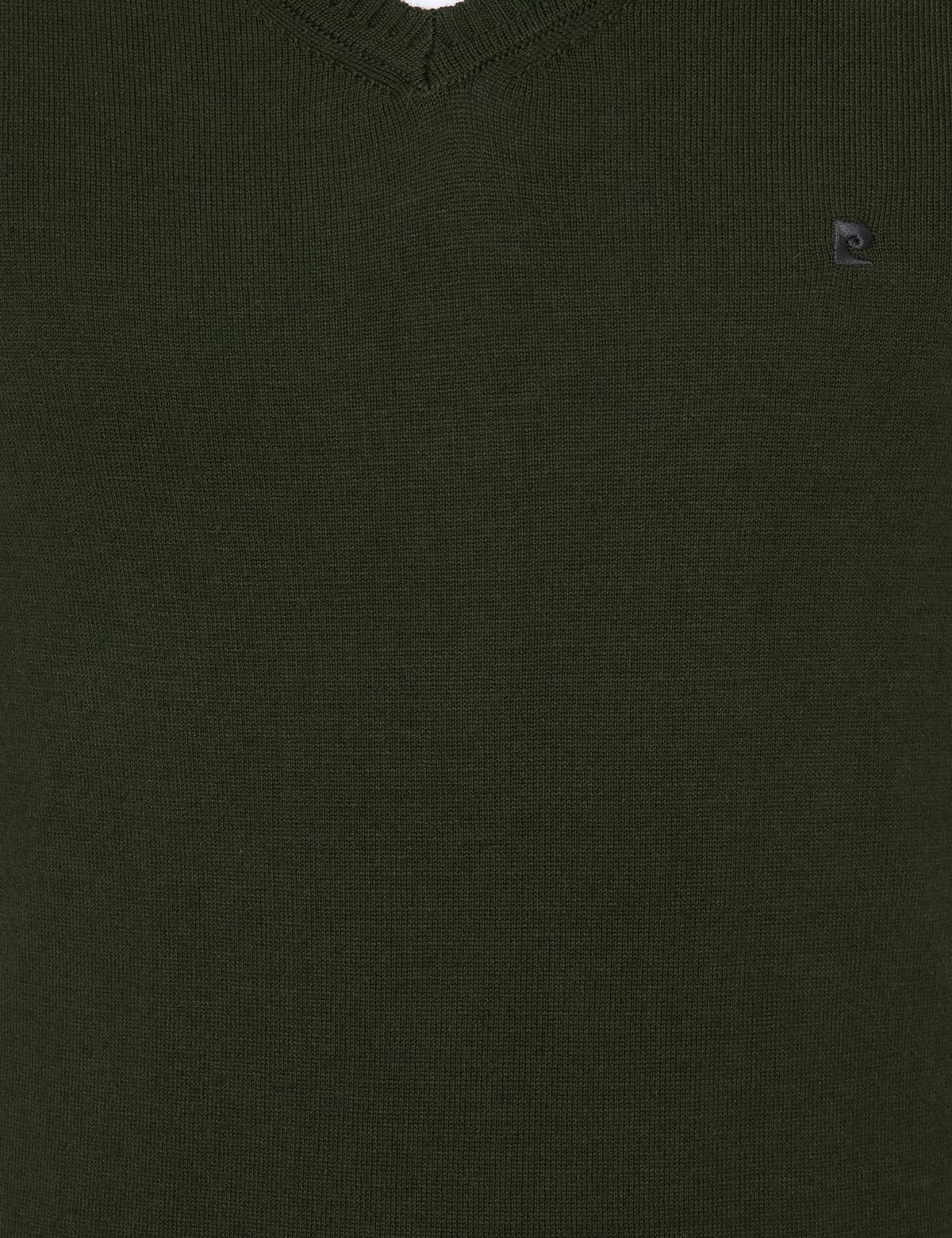 Yeşil Slim Fit V Yaka Basic Triko Kazak - 50248554071