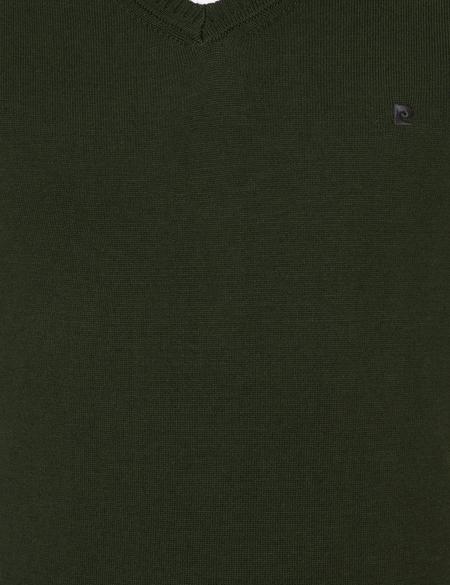 Yeşil Slim Fit V Yaka Basic Triko Kazak - 50248554071