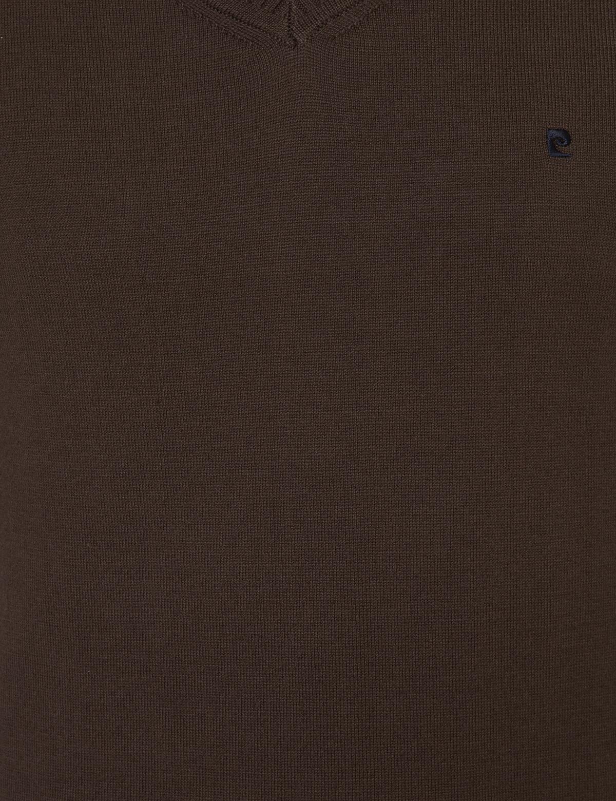 Kahverengi Slim Fit V Yaka Basic Triko Kazak - 50248554051