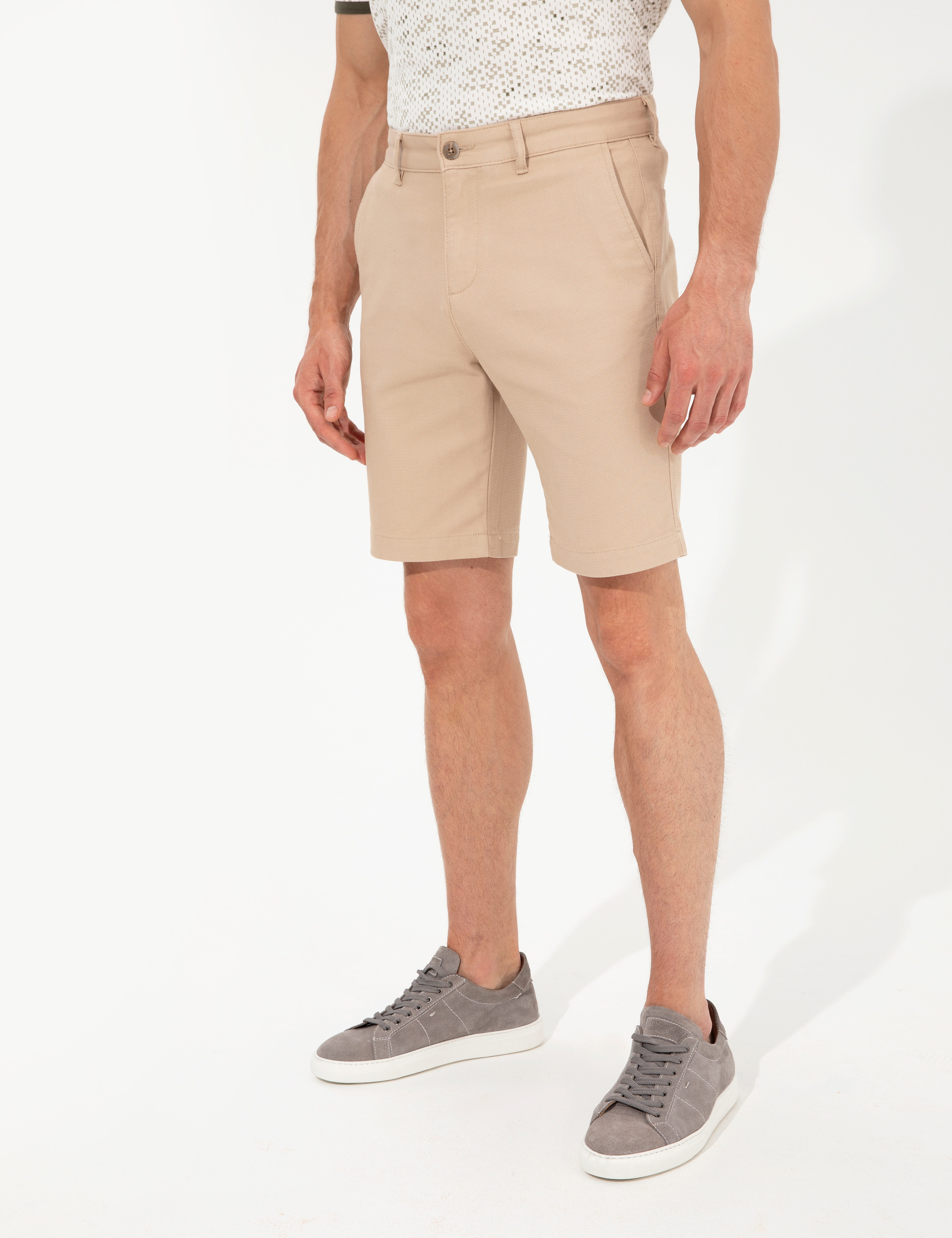 Camel Slim Fit Bermuda Şort - Image 2