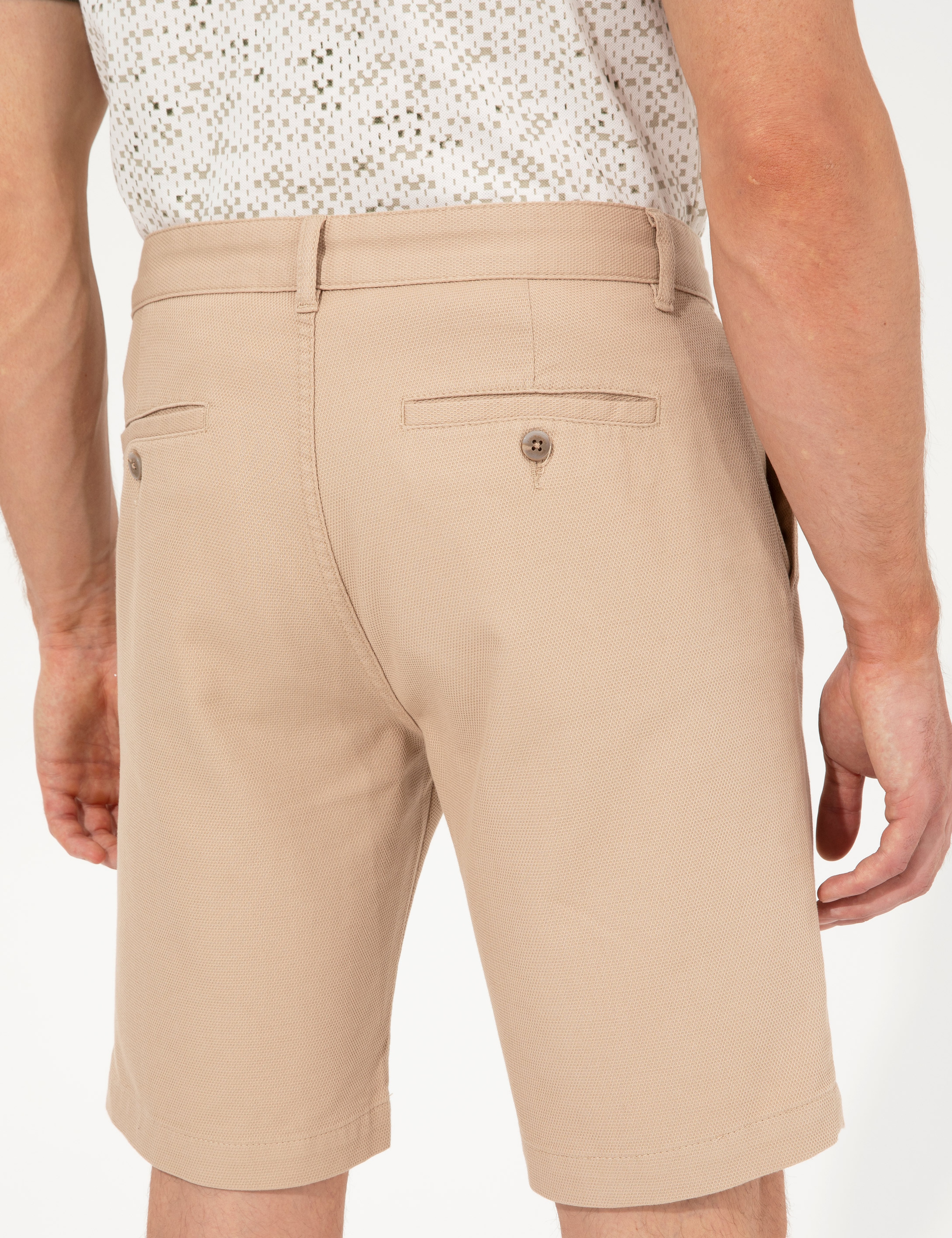 Camel Slim Fit Bermuda Şort - Image 7