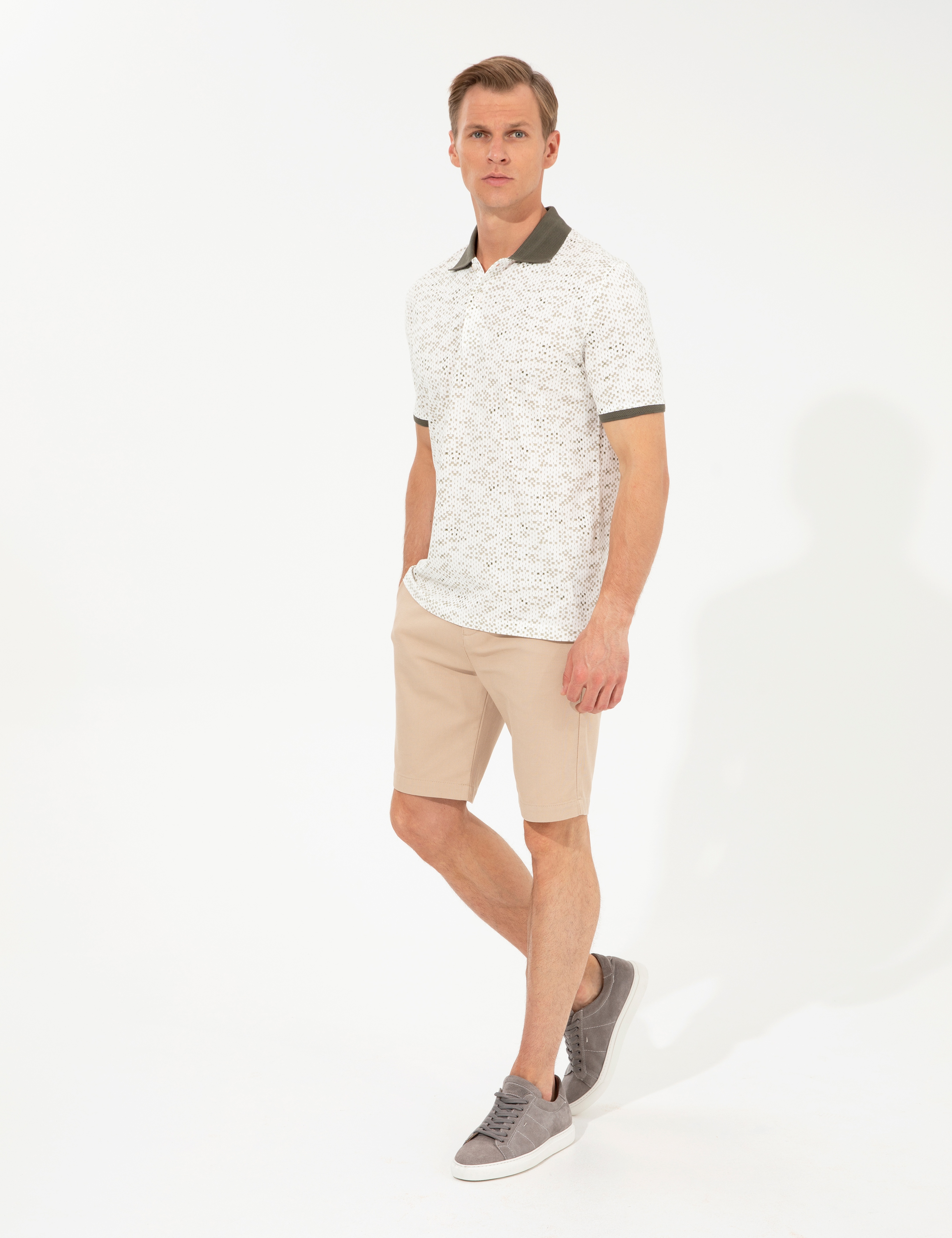 Camel Slim Fit Bermuda Şort - Image 3