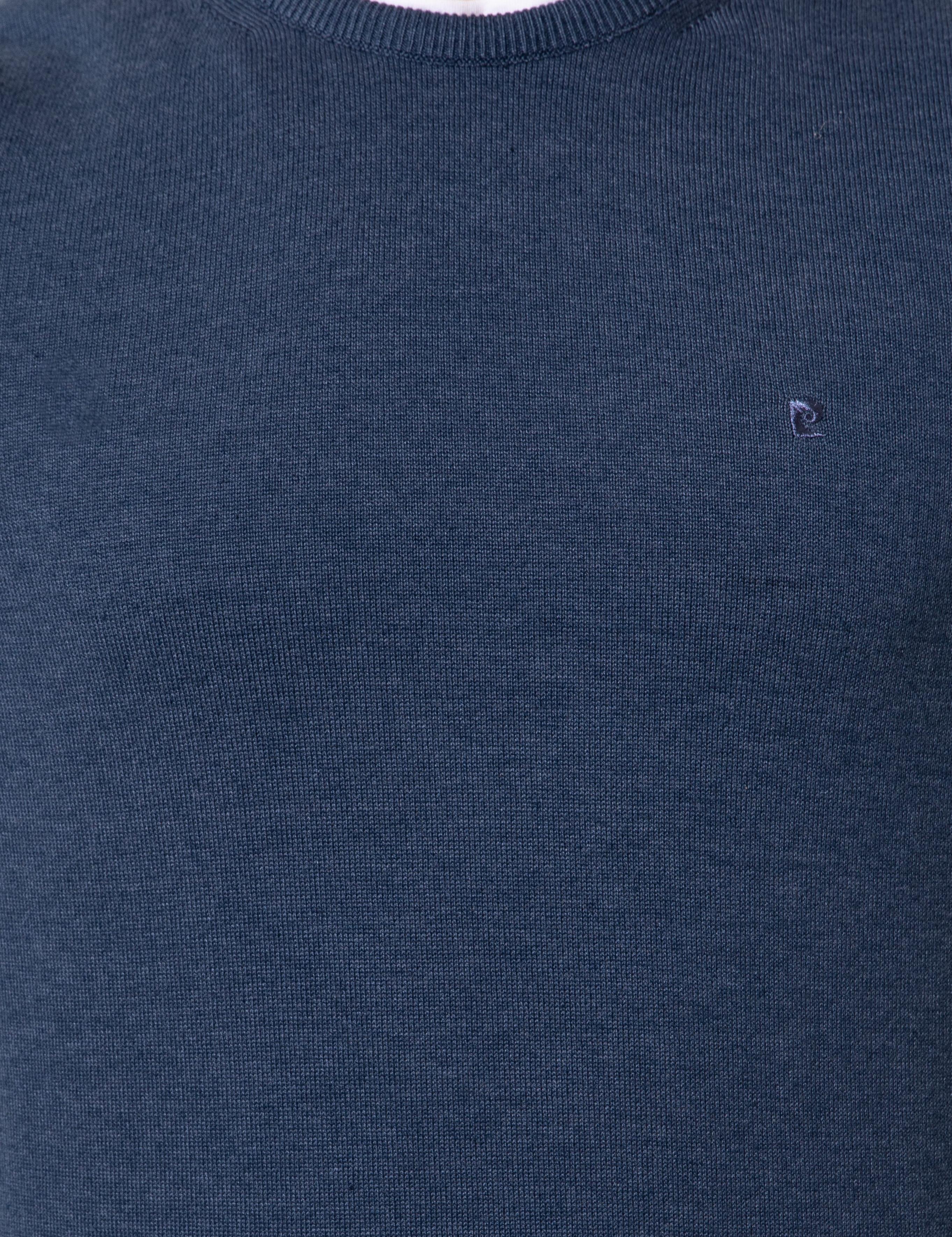 İndigo Melanj Slim Fit Bisiklet Yaka Basic Triko Kazak