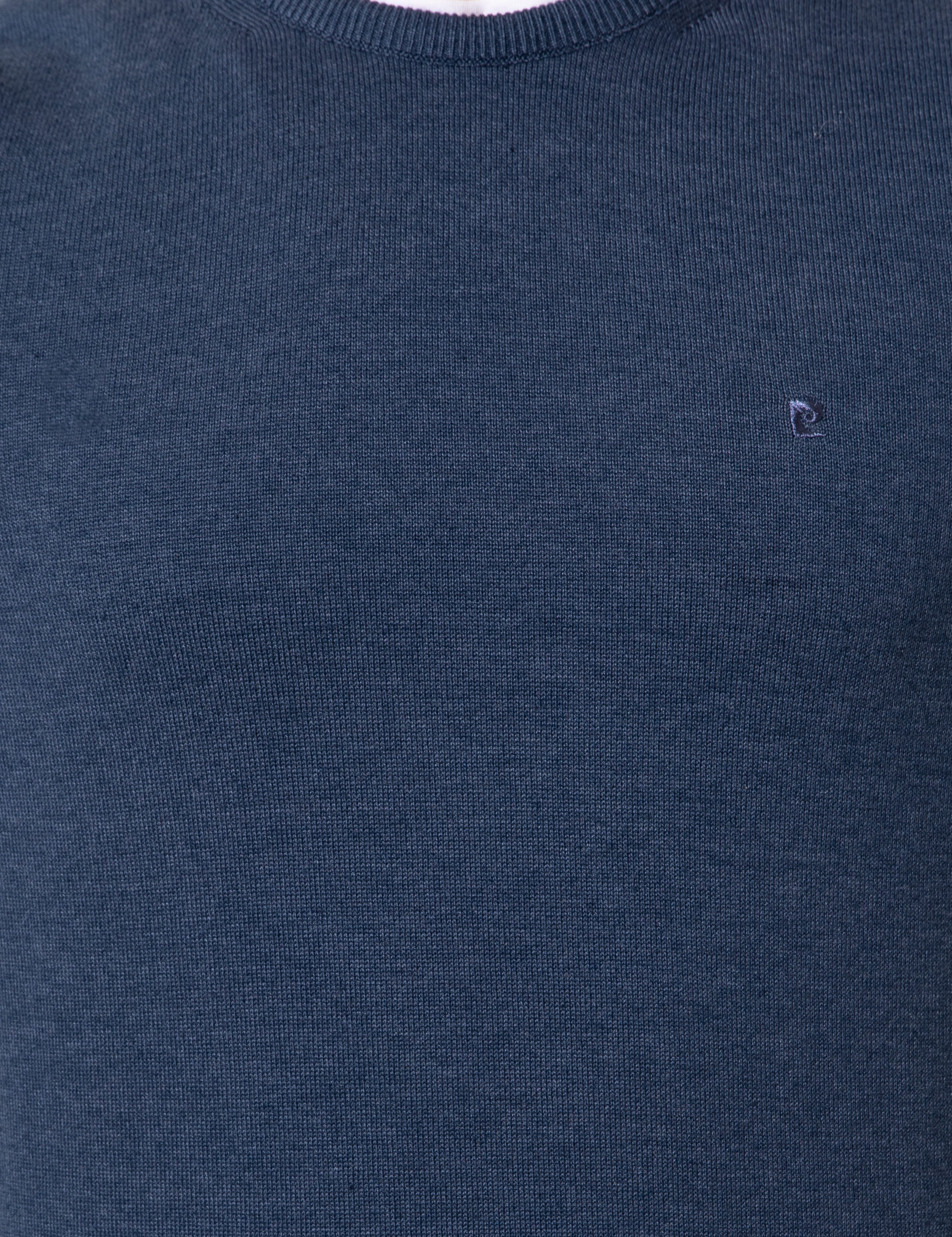 İndigo Melanj Slim Fit Bisiklet Yaka Basic Triko Kazak - Image 6