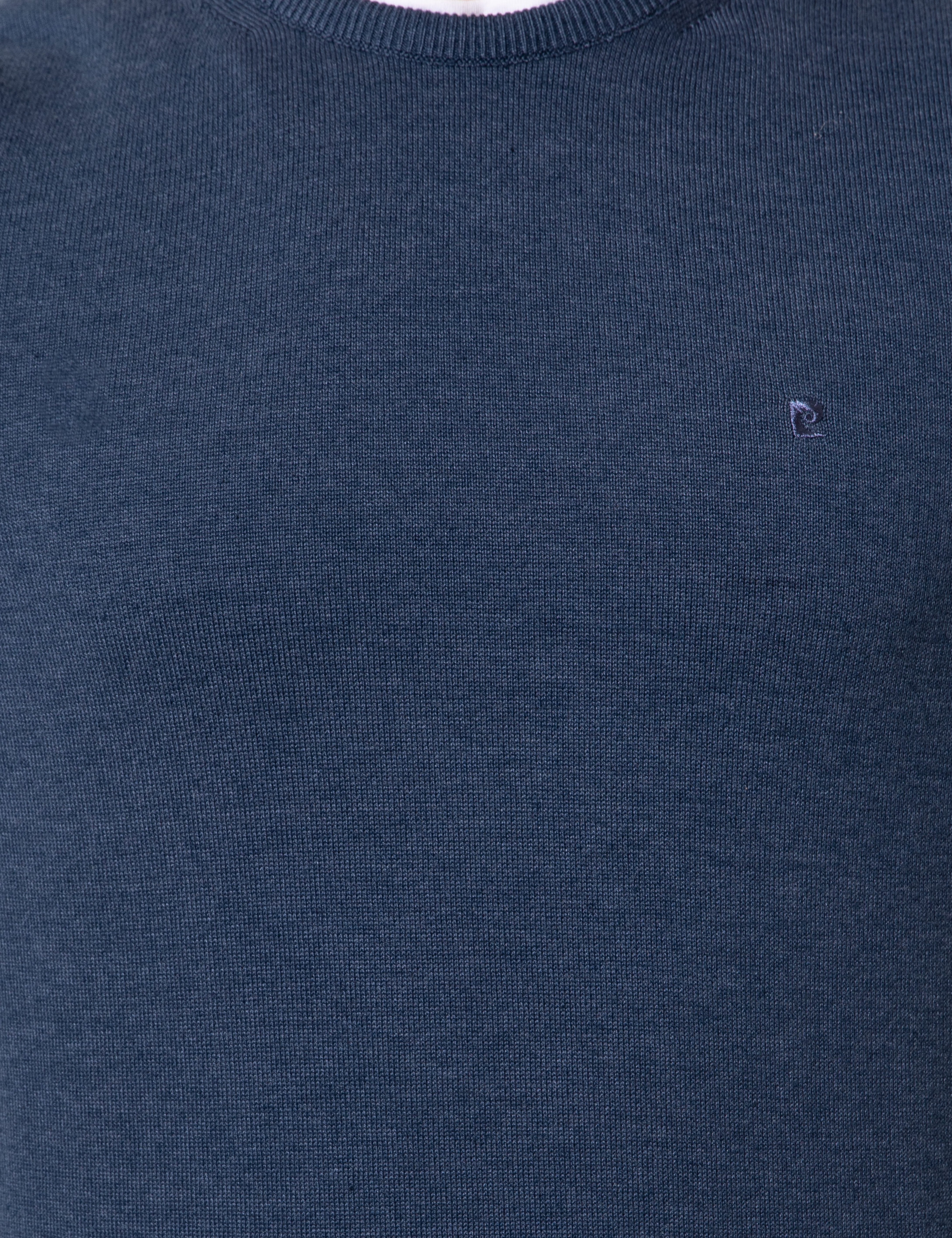 İndigo Melanj Slim Fit Bisiklet Yaka Basic Triko Kazak