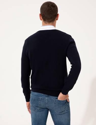 Lacivert Slim Fit Basic Kazak