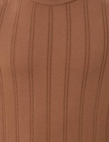 Taba Slim Fit Yarım Balıkçı Yaka Triko Kazak