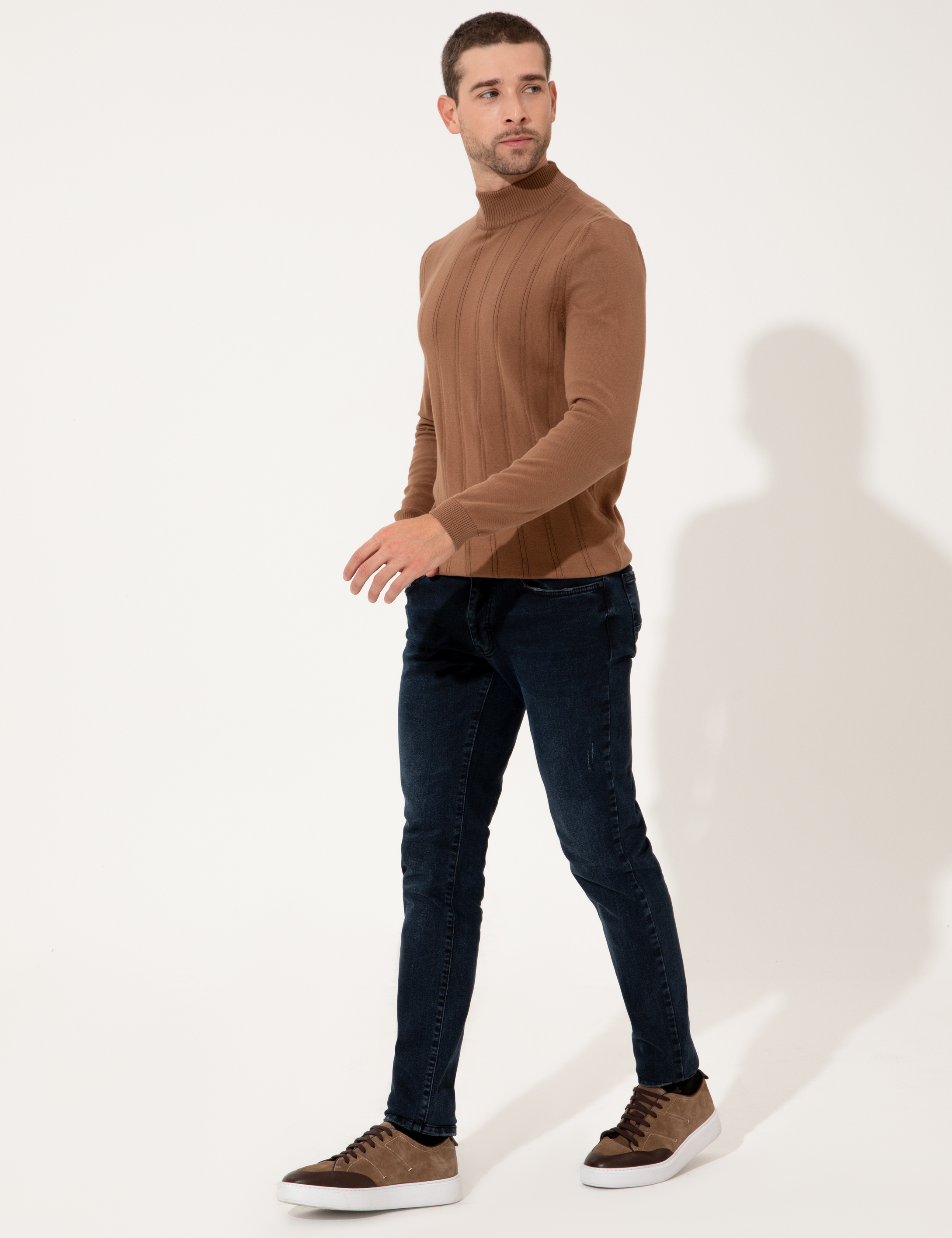 Pierre Cardin Taba Slim Fit Yarım Balıkçı Yaka Triko Kazak görsel 5