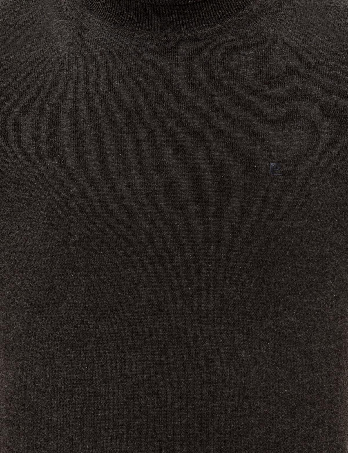 Gri Melanj Slim Fit Balıkçı Yaka Basic Triko Kazak - 50257158043