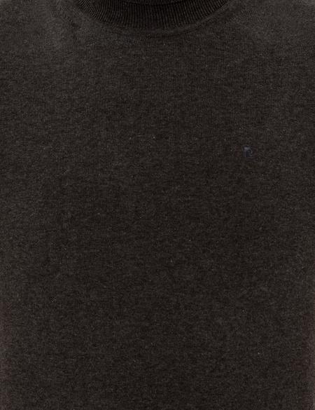 Gri Melanj Slim Fit Balıkçı Yaka Basic Triko Kazak - 50257158043